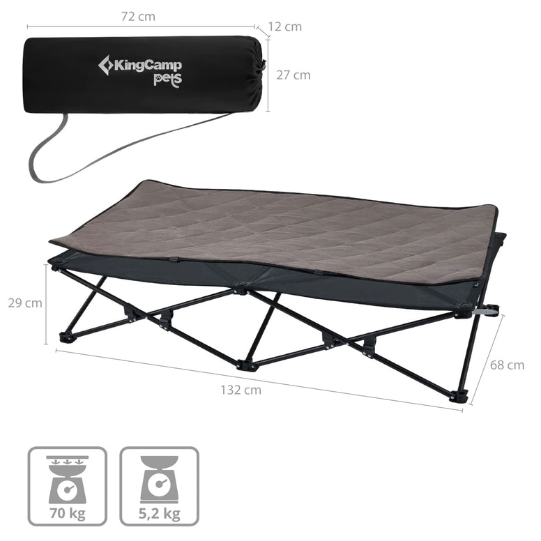 KINGCAMP Hundbett Hunde Liege Outdoor Matte Faltbar Erhöht Waschbar Mesh 132x68