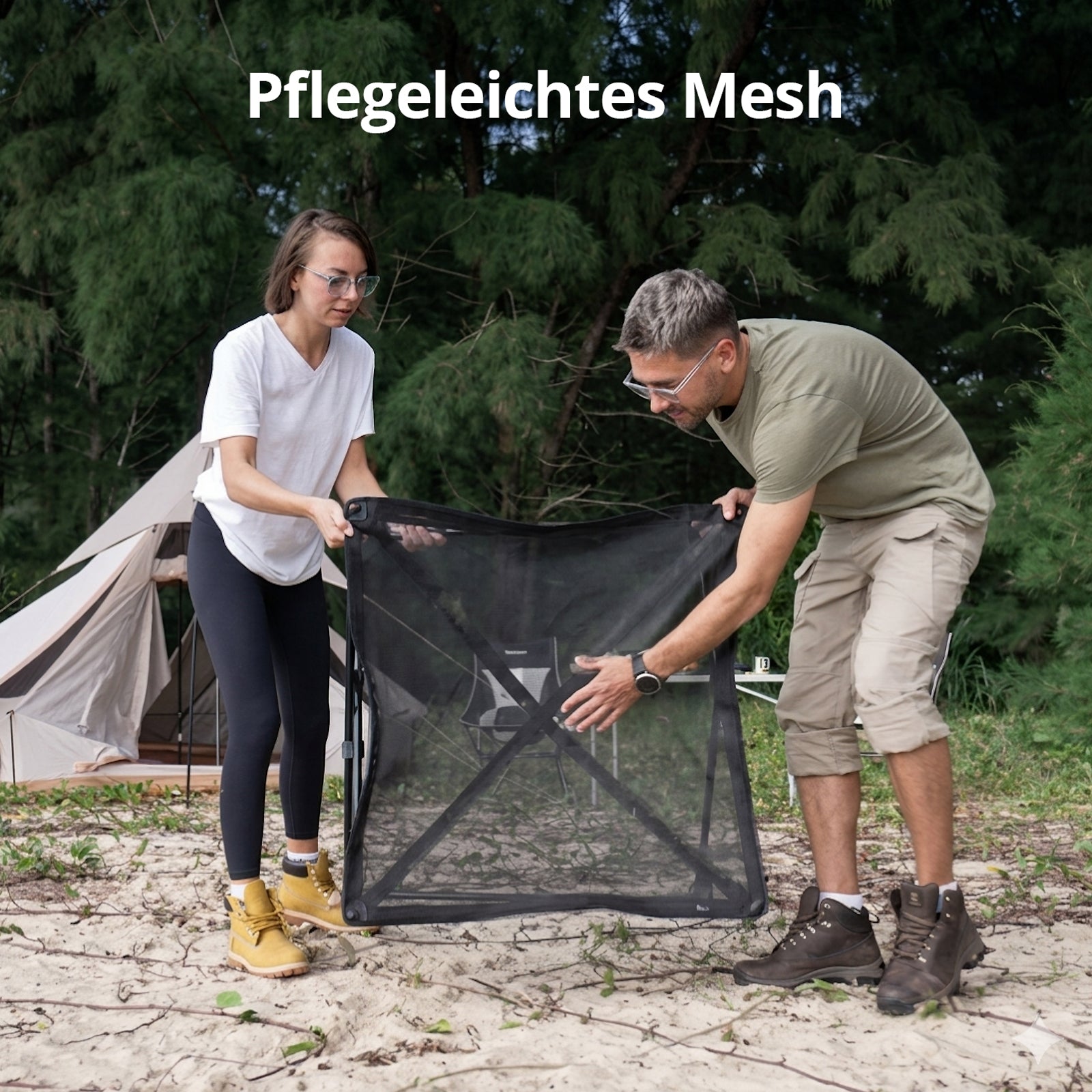 KINGCAMP Hundbett Hunde Liege Outdoor Matte Faltbar Erhöht Waschbar Mesh 132x68