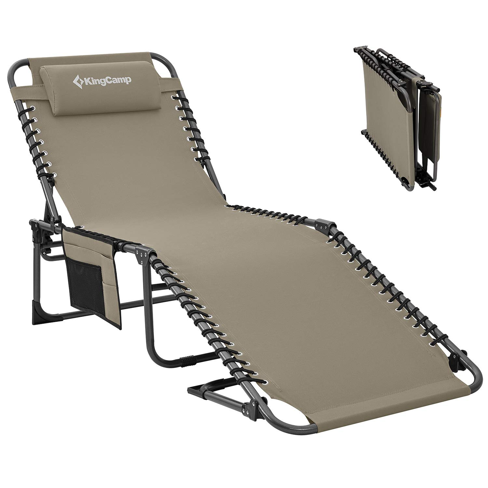 KINGCAMP Sun Lounger Deck Chair Weston Camping Beach Lounger Adjustable Aluminium