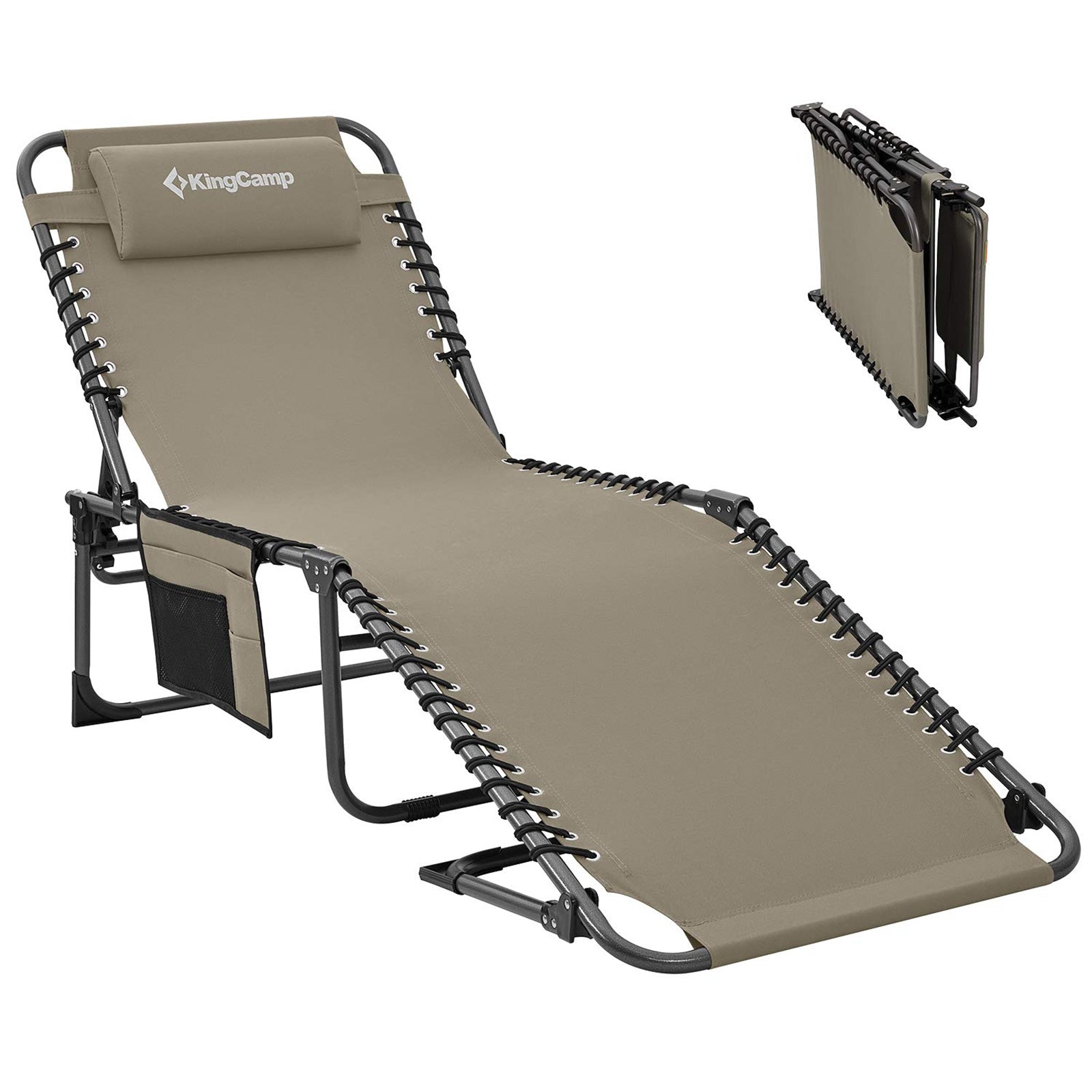 KINGCAMP Sun Lounger Deck Chair Weston Camping Beach Lounger Adjustable Aluminium