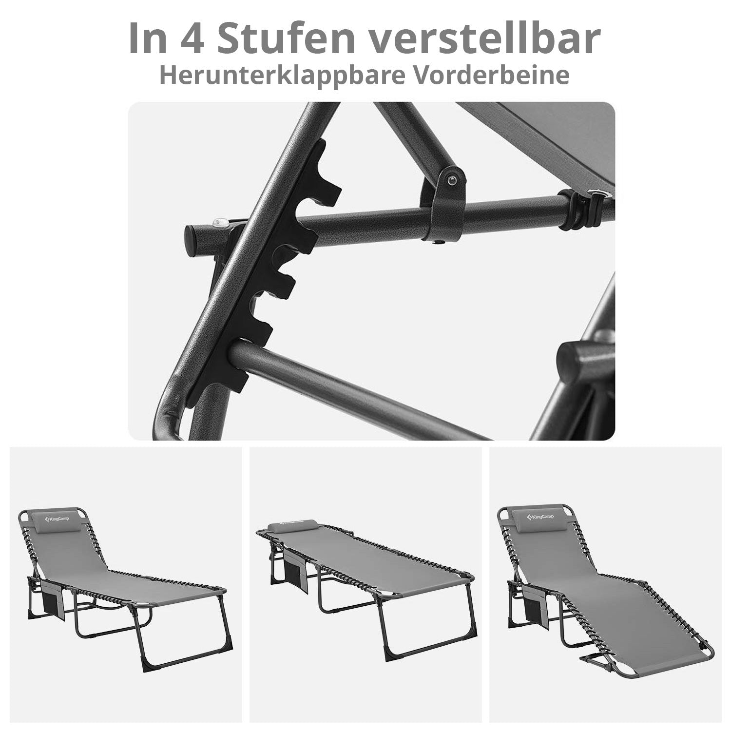 KINGCAMP Sun Lounger Deck Chair Weston Camping Beach Lounger Adjustable Aluminium