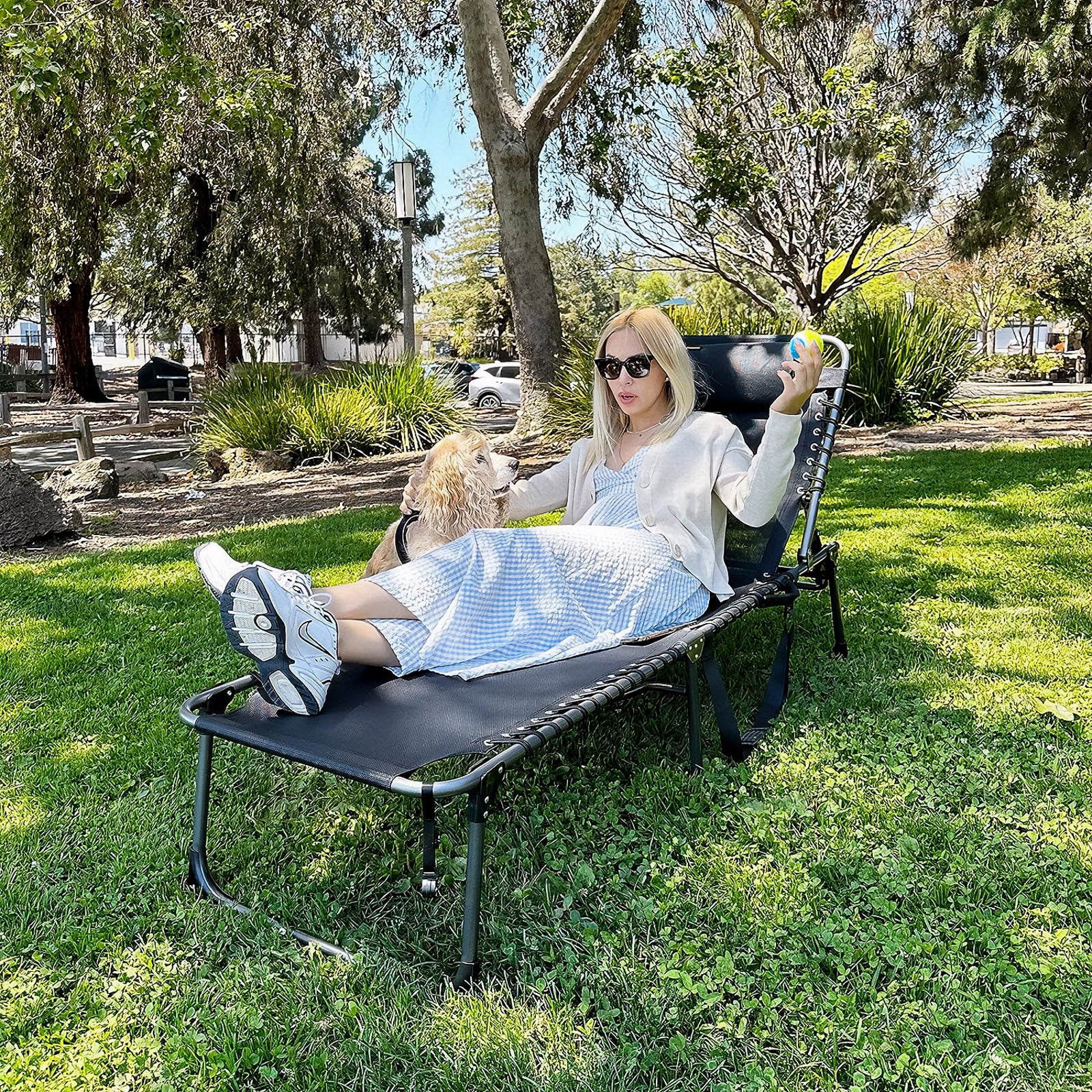 KINGCAMP Sun Lounger Deck Chair Weston Camping Beach Lounger Adjustable Aluminium