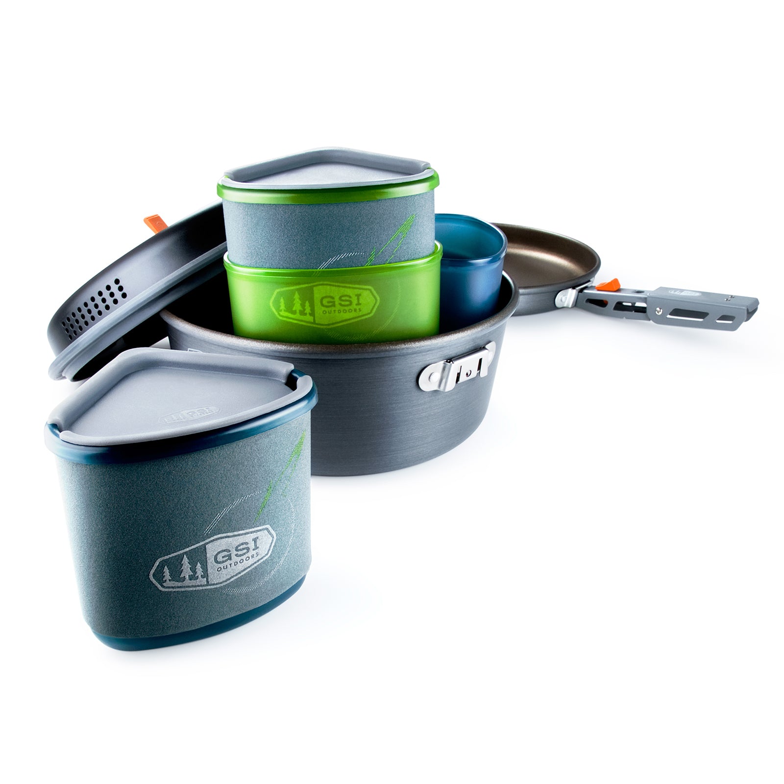 GSI Camping Cookware Set Pinnacle Pot Pan Outdoor Kitchen Stackable 11-piece