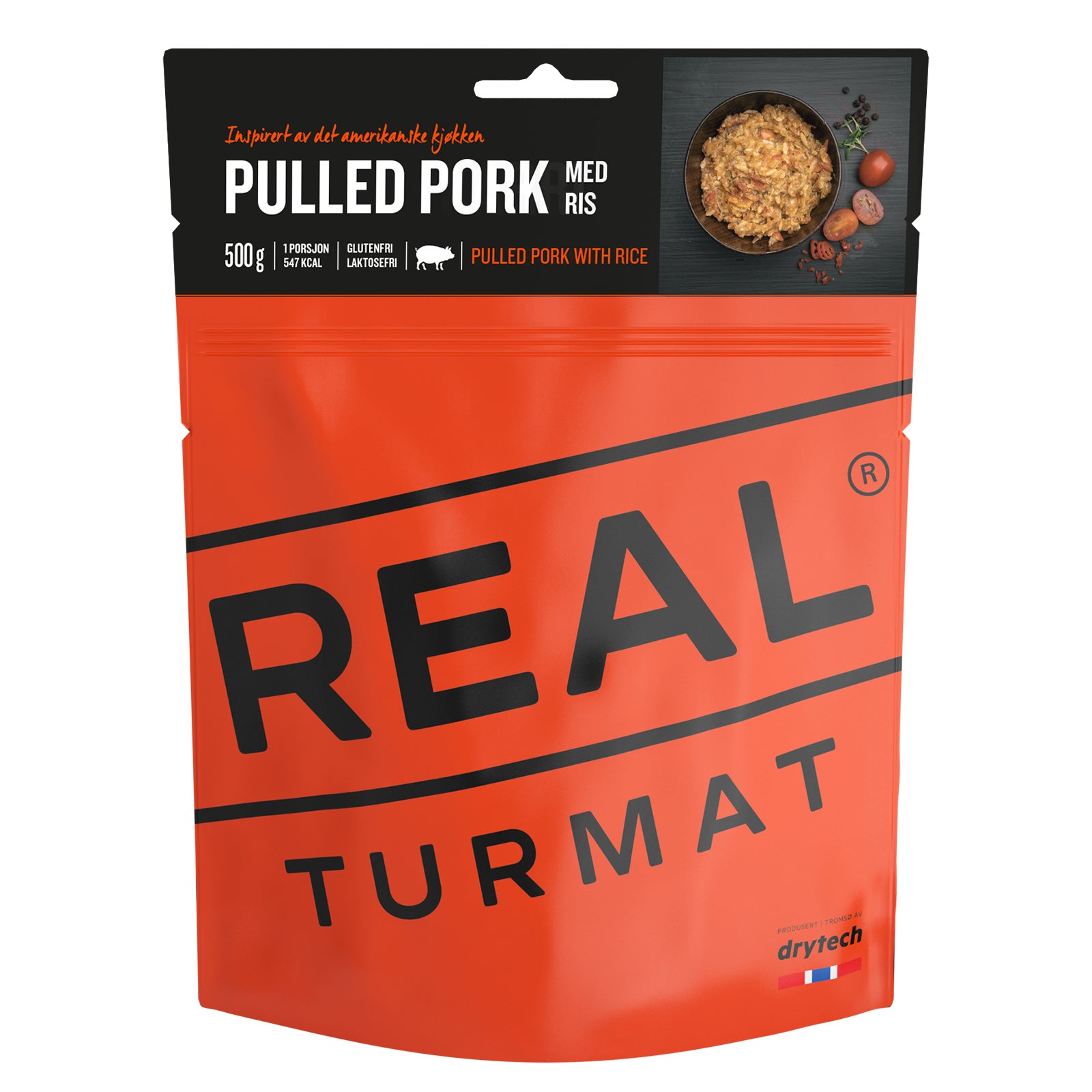 REAL TURMAT Porc effiloché avec riz Repas de randonnée Nourriture de plein air Ration alimentaire