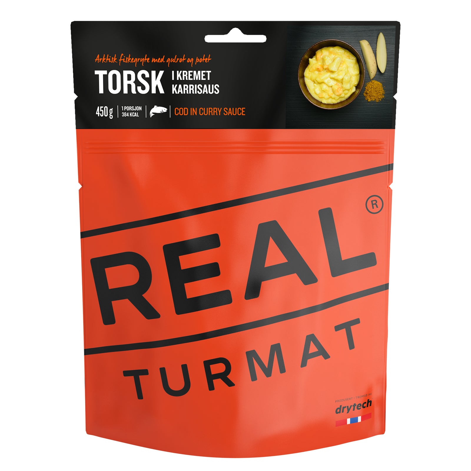 REAL TURMAT Kabeljau Currysauce Trekking Mahlzeit Outdoor Essen Ration Nahrung