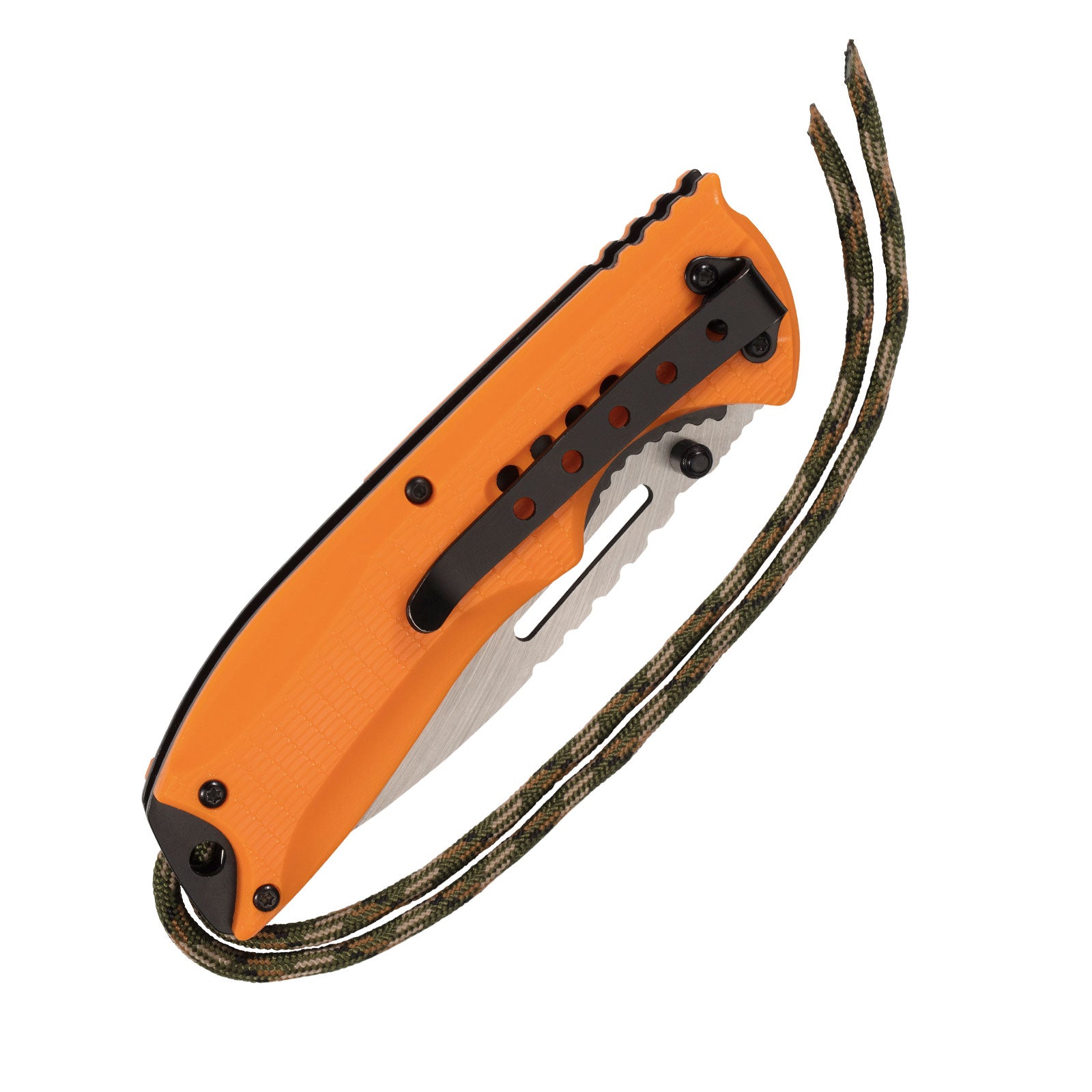 HERBERTZ One-Hand Knife Orange Survival Folding Knife Paracord Pocket Knife AISI