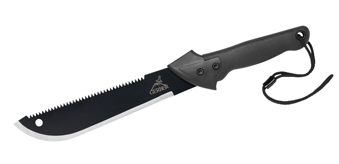 GERBER Machete Gator Jr - Bowie Bush Knife Work Machete Chopping Knife + Saw Axe