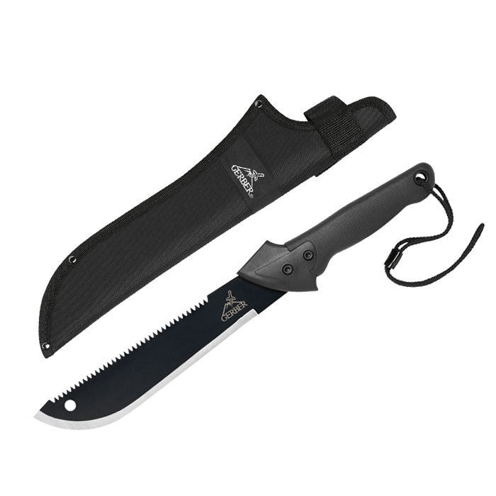 GERBER Machete Gator Jr - Bowie Bush Knife Work Machete Chopping Knife + Saw Axe