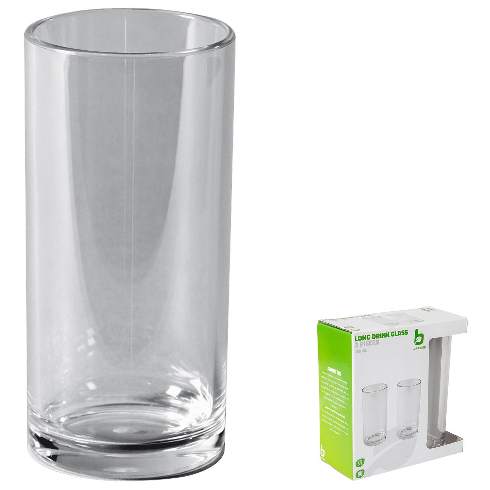 BO-CAMP Set of 2 long drink glasses - polycarbonate camping water drinking glass 300 ml