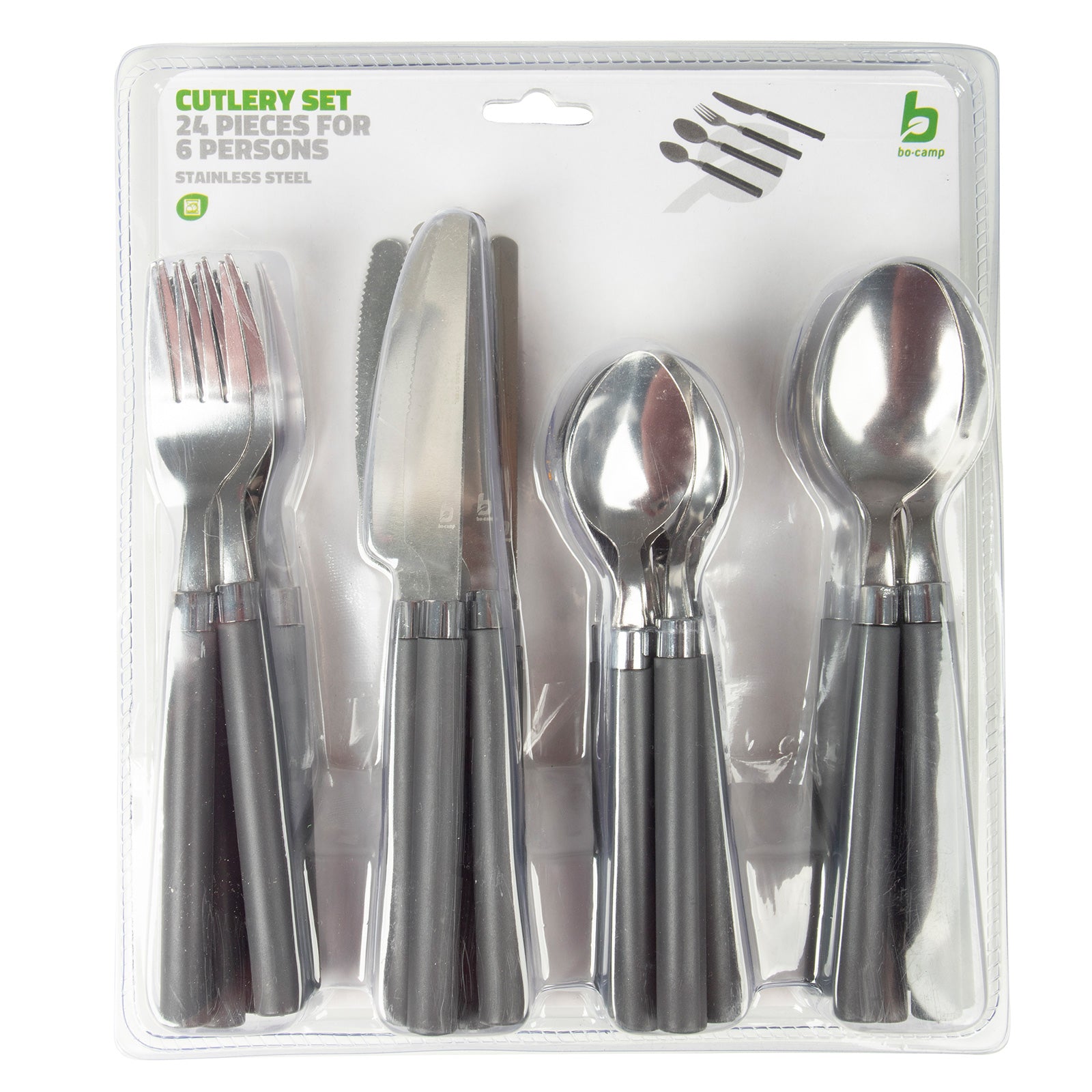 BO-CAMP stainless steel cutlery set 24-piece camping cutlery camping cutlery eating cutlery