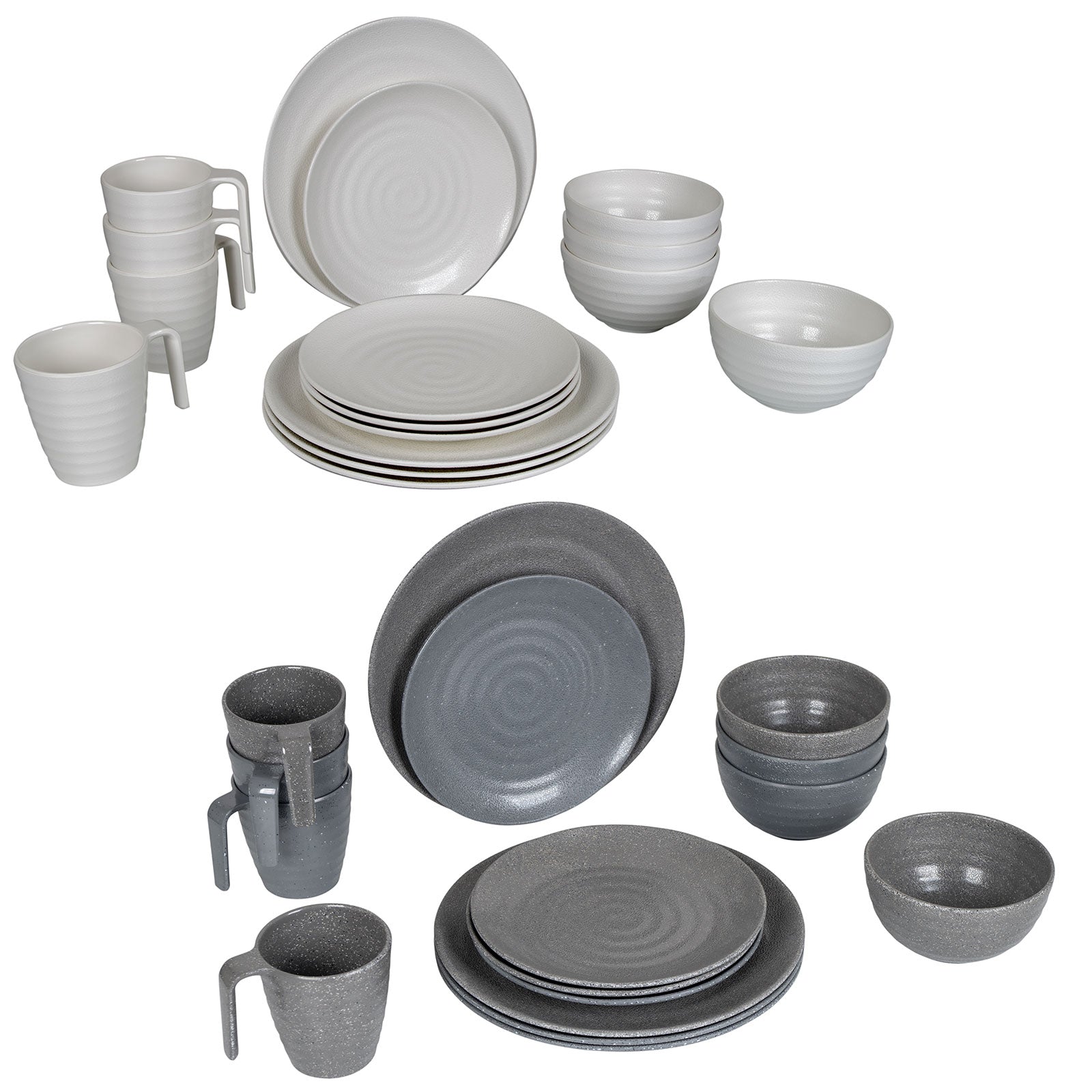 BO-CAMP Melamin Geschirr Set 16tlg - Camping Essgeschirr Reise Picknick Teller