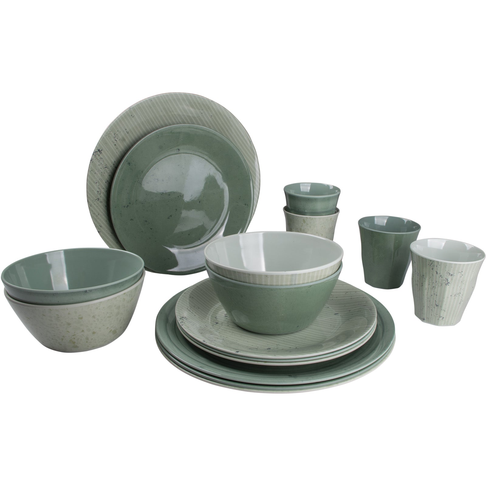 BO-CAMP melamine camping tableware set mix&amp;match dinnerware plates cups 16 pieces