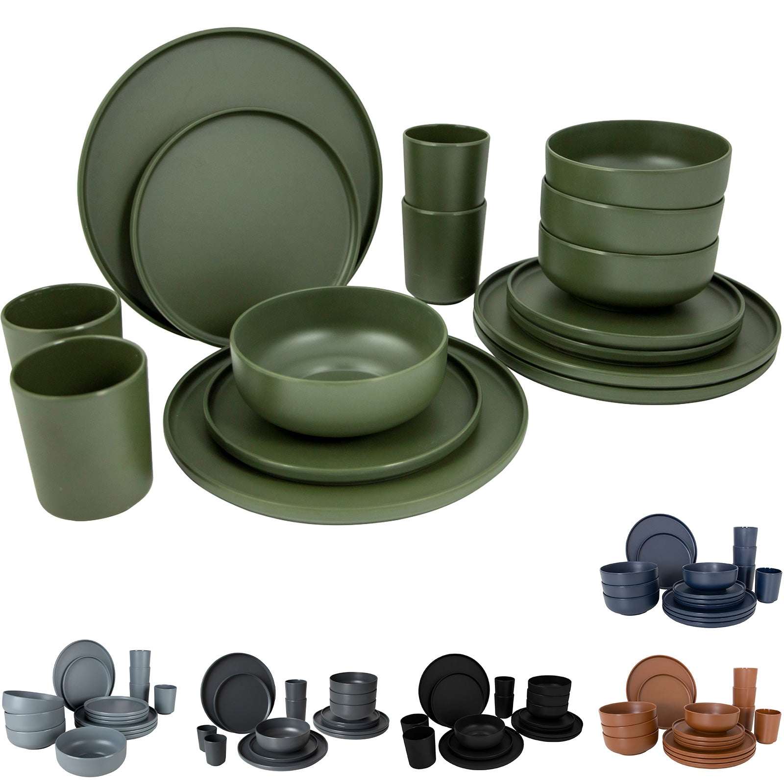 BO-CAMP Melamine Camping Tableware Set Patom Travel Dinnerware Plates Cups 16pcs