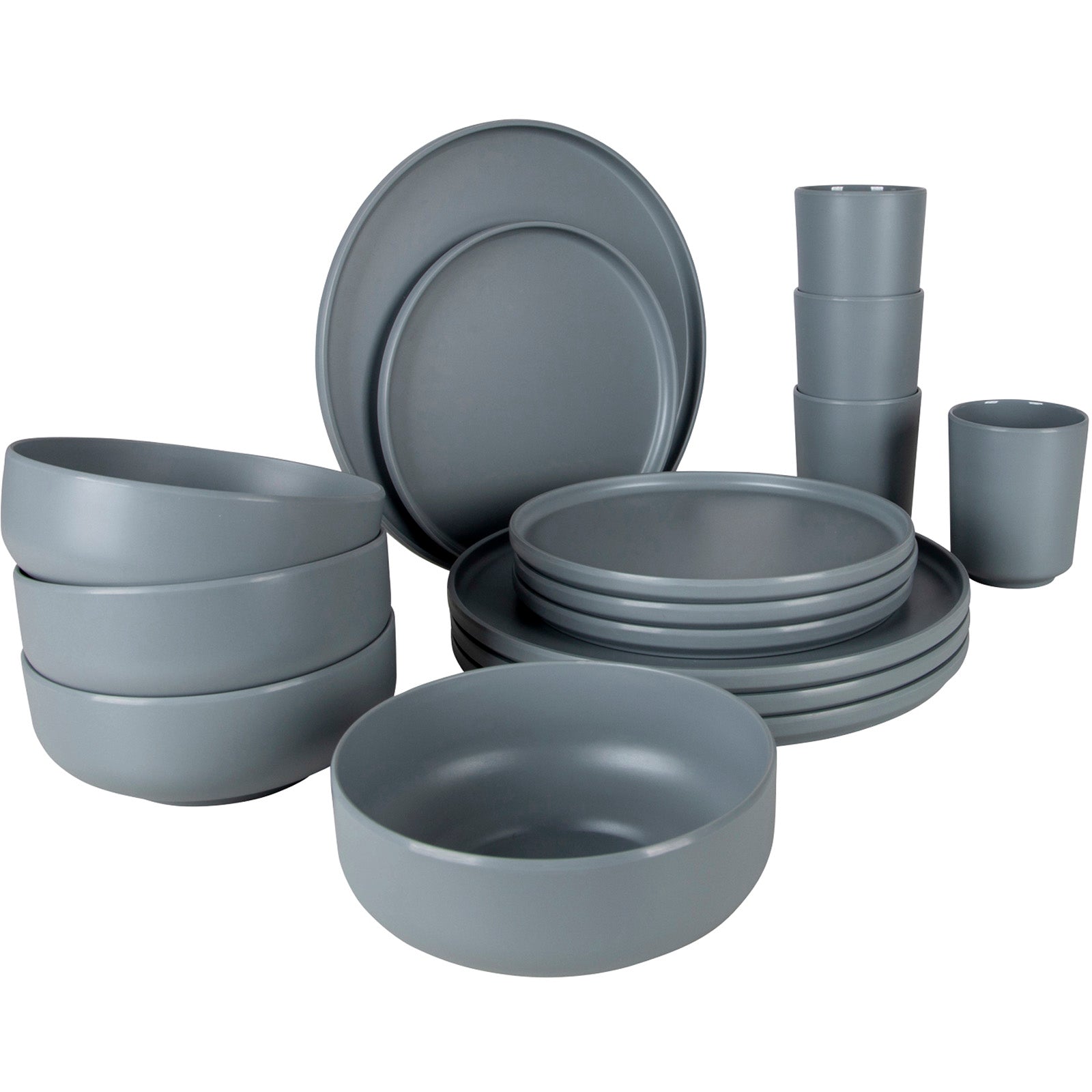 BO-CAMP Melamine Camping Tableware Set Patom Travel Dinnerware Plates Cups 16pcs