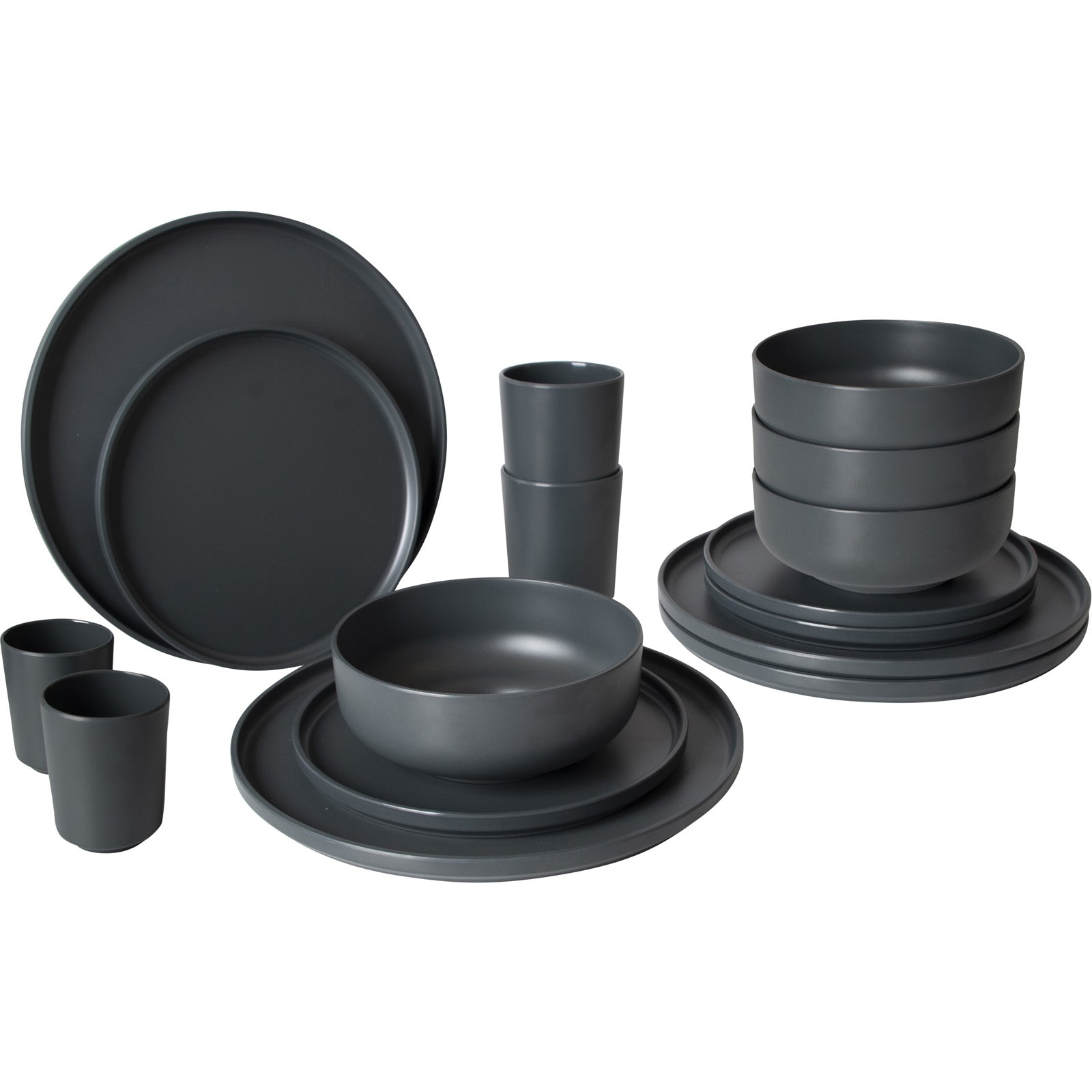 BO-CAMP Melamine Camping Tableware Set Patom Travel Dinnerware Plates Cups 16pcs
