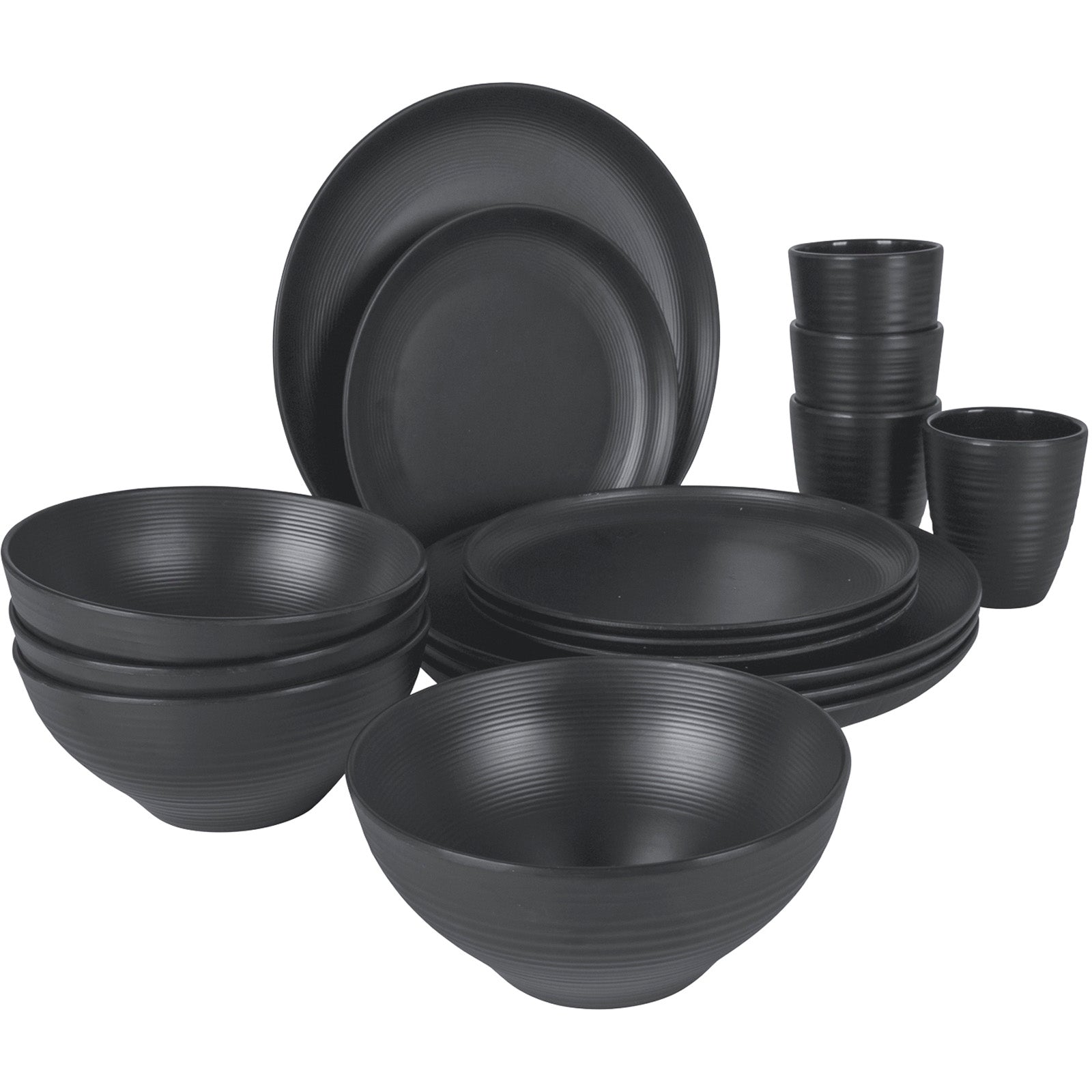 BO-CAMP Melamine Camping Tableware Set Orville Travel Dinnerware Plates Cups 16pcs