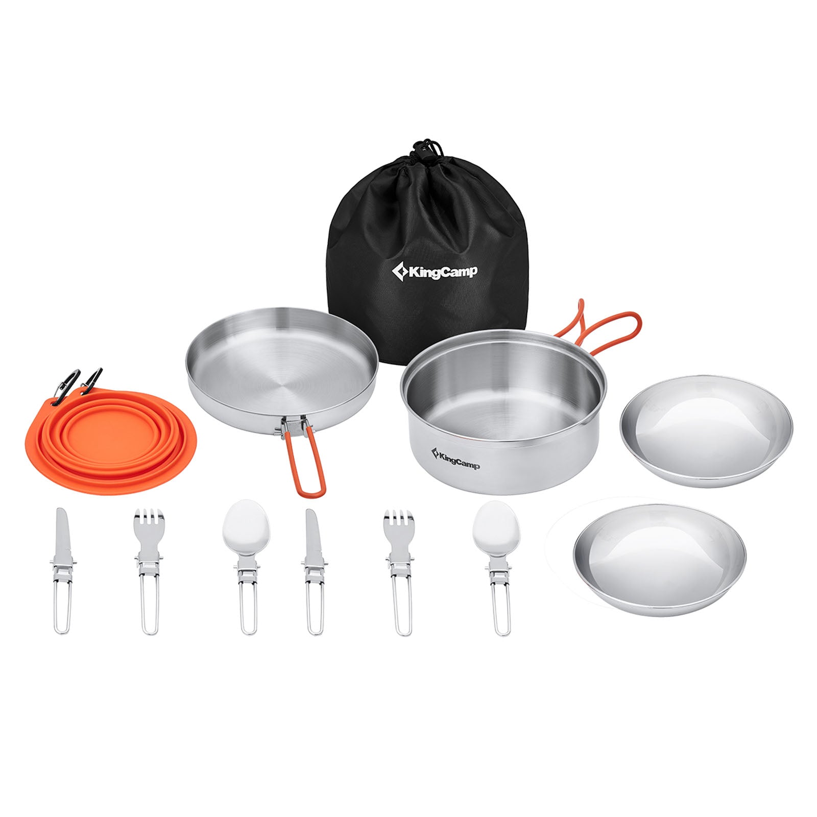 KINGCAMP Camping Cooking Set Adventurer I Pro Cooking Utensils Set Steel Pot Pan