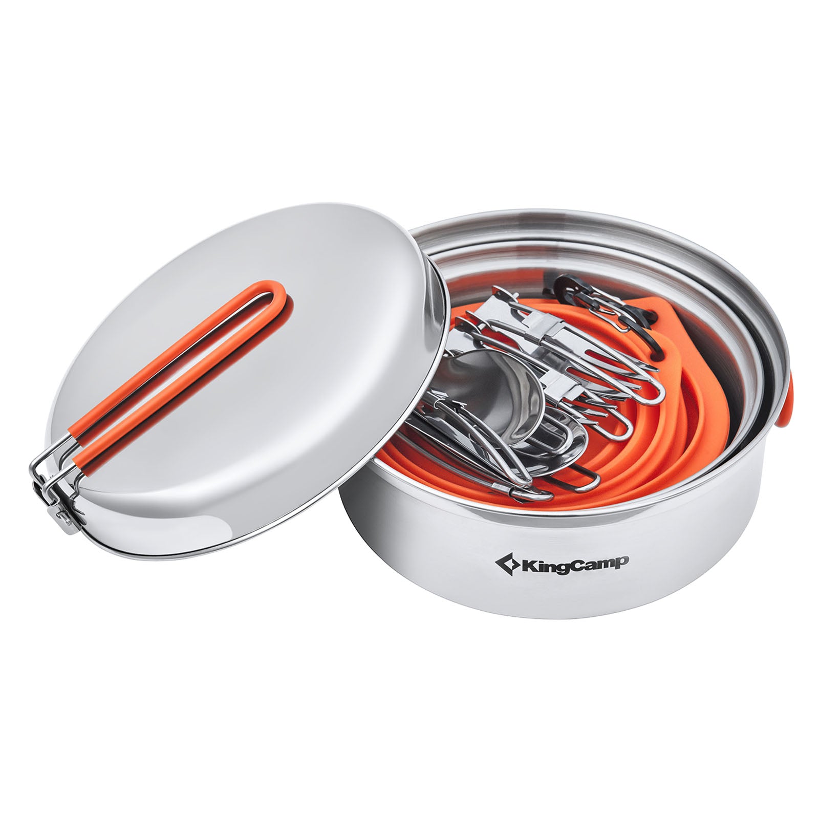 Ensemble de cuisine de camping KINGCAMP Adventurer II Pro, ustensiles de cuisine, casserole en acier
