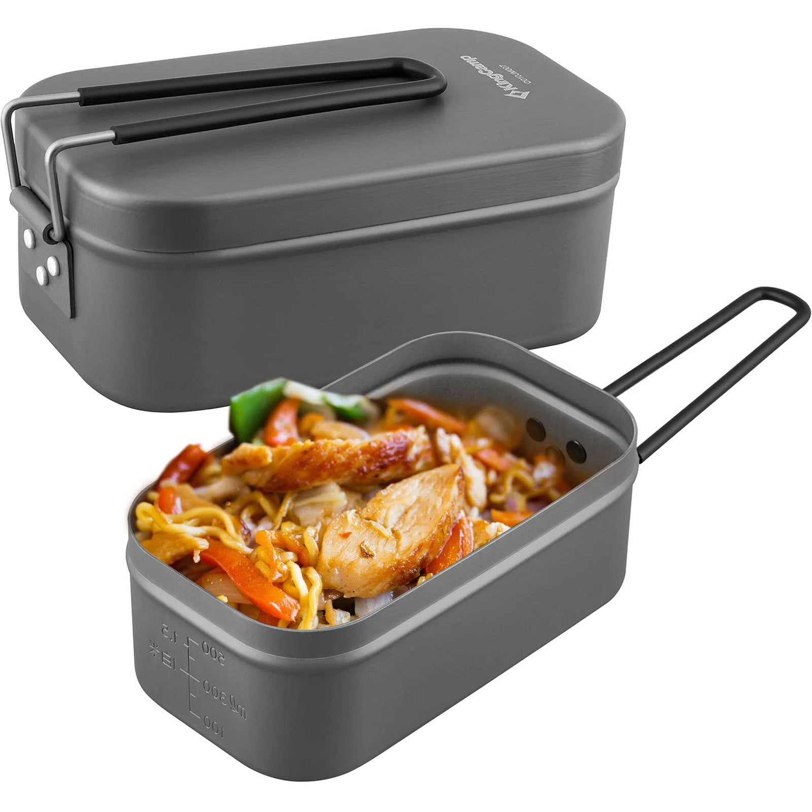 KINGCAMP Camping Kochset Mess Tin Lunchbox Outdoor Topf Faltbar Leicht Alu 500ml