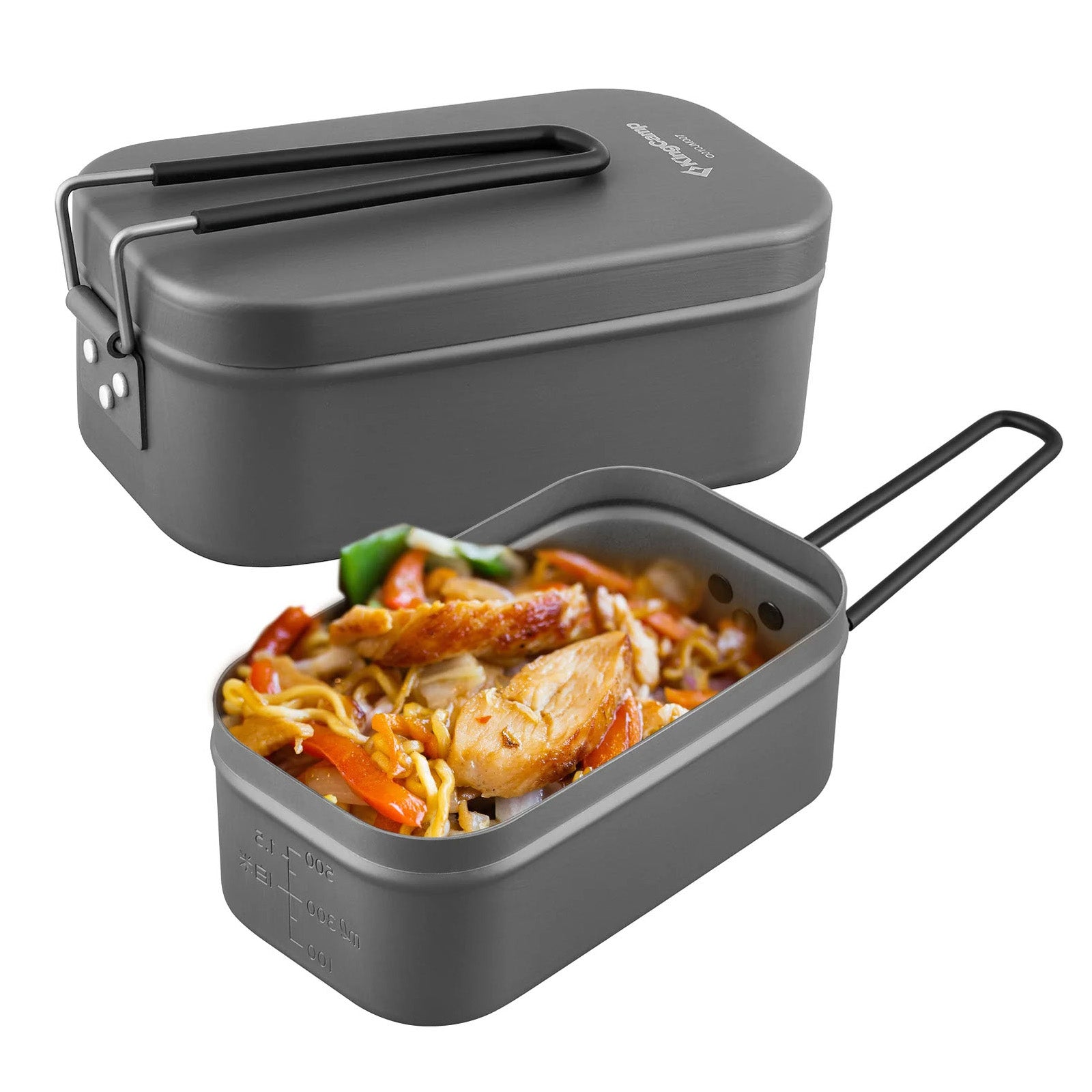 KINGCAMP Camping Kochset Mess Tin Set Outdoor Kocher Topf Faltbar Alu 500 ml