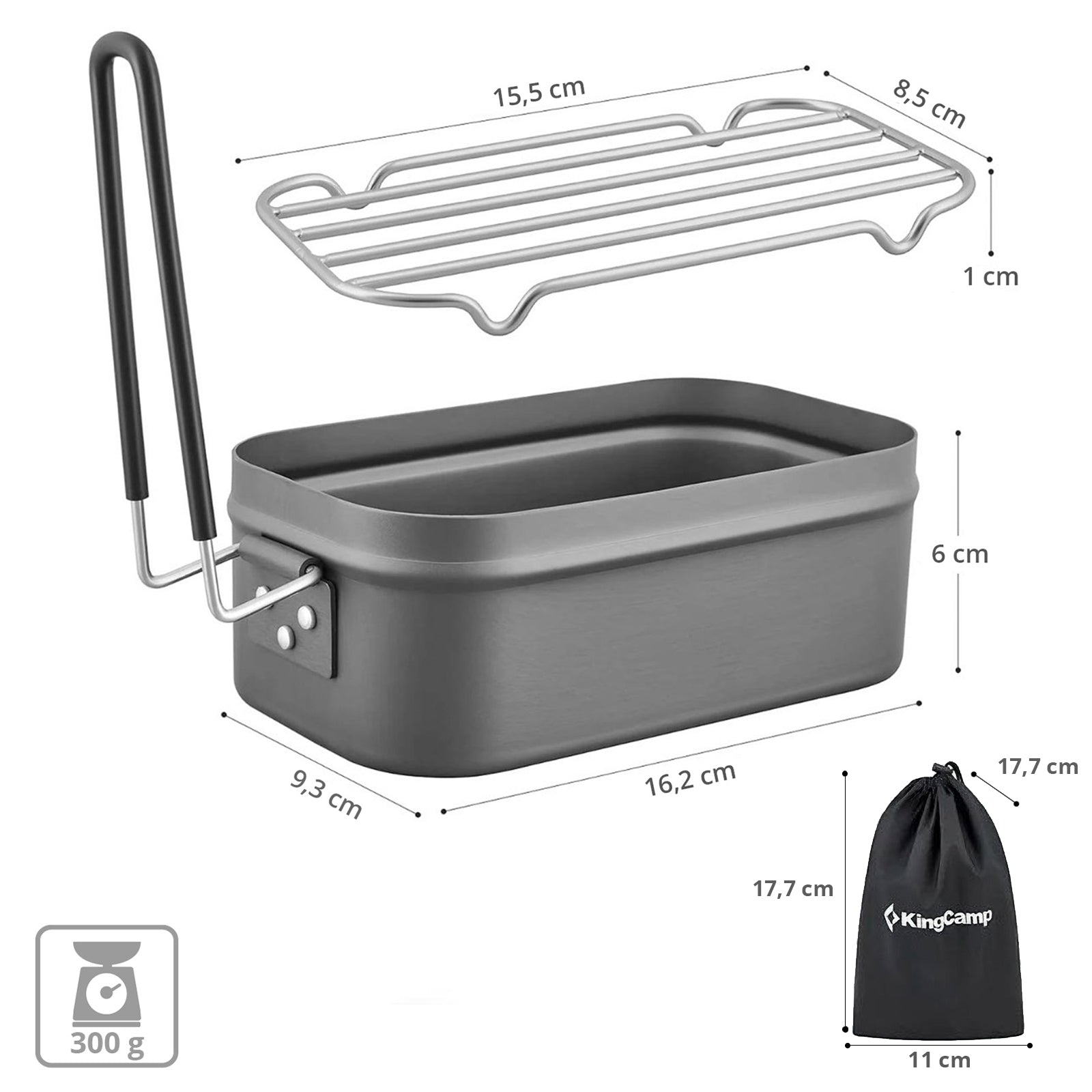 KINGCAMP Camping Kochset Mess Tin Set Outdoor Kocher Topf Faltbar Alu 500 ml