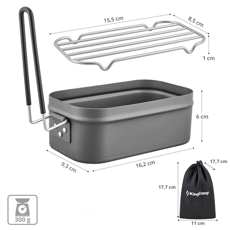 KINGCAMP Camping Kochset Mess Tin Set Outdoor Kocher Topf Faltbar Alu 500 ml