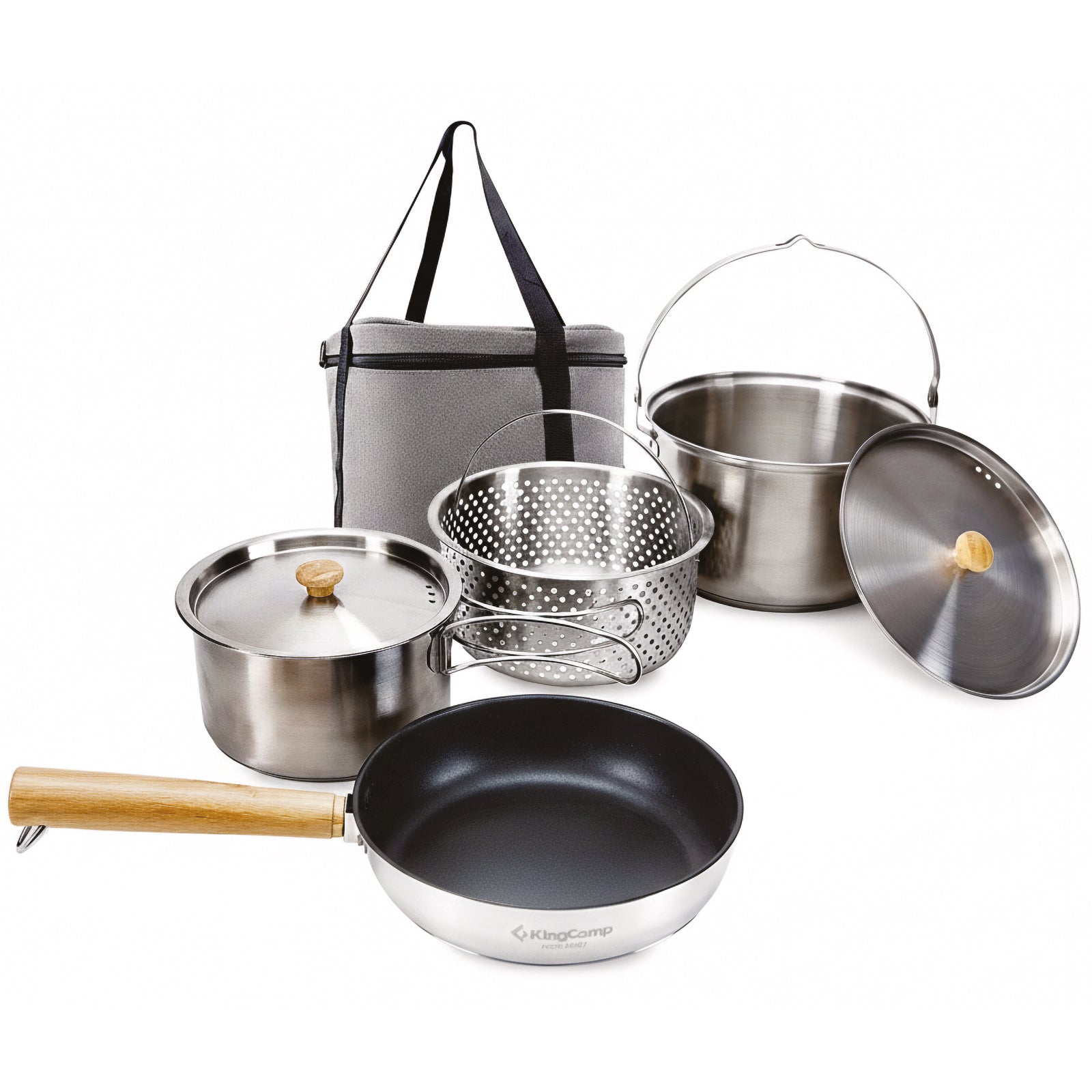 KINGCAMP Camping Kochset Basecamp I Outdoor Geschirr Set Topf Pfanne Edelstahl