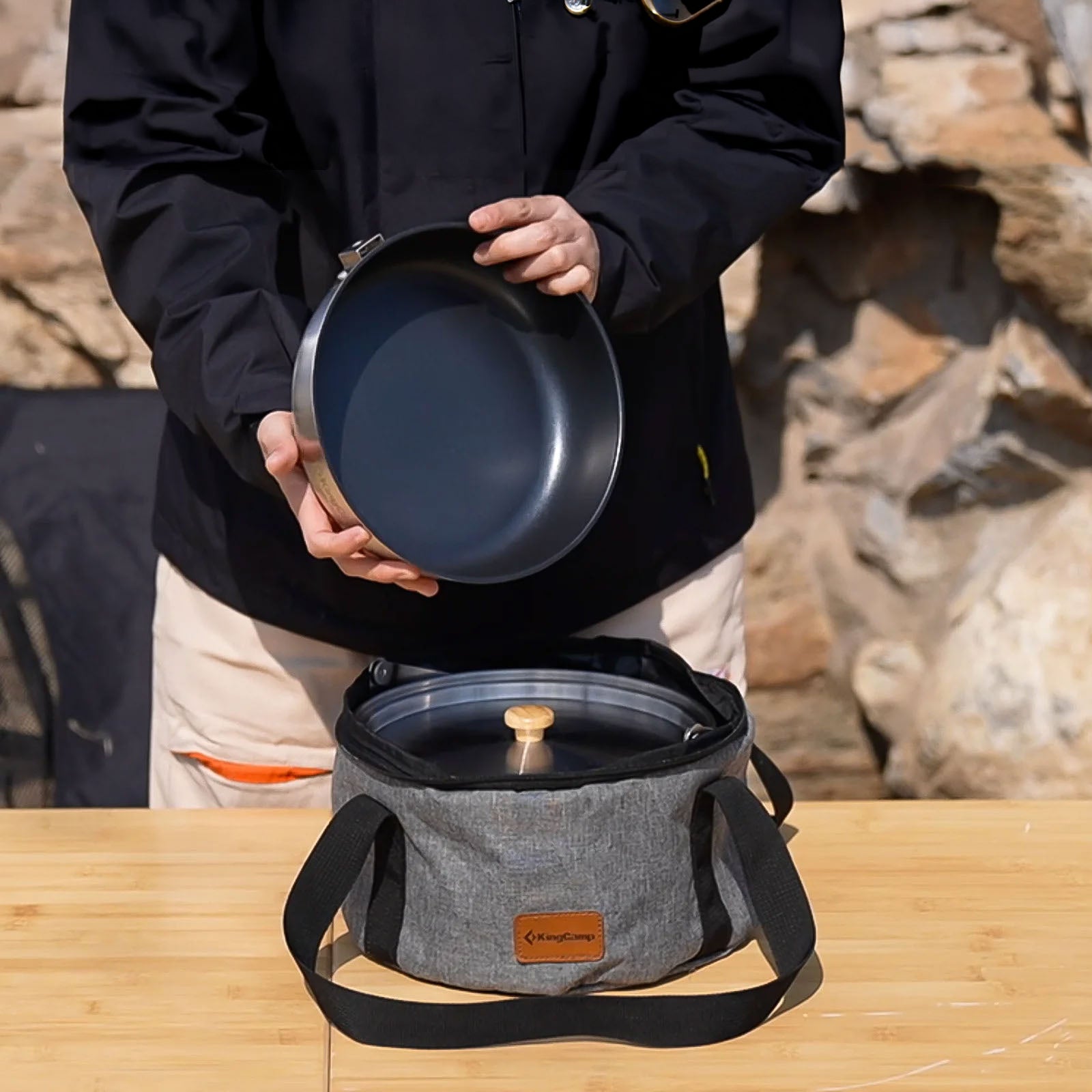 KINGCAMP Camping Kochset Basecamp I Outdoor Geschirr Set Topf Pfanne Edelstahl