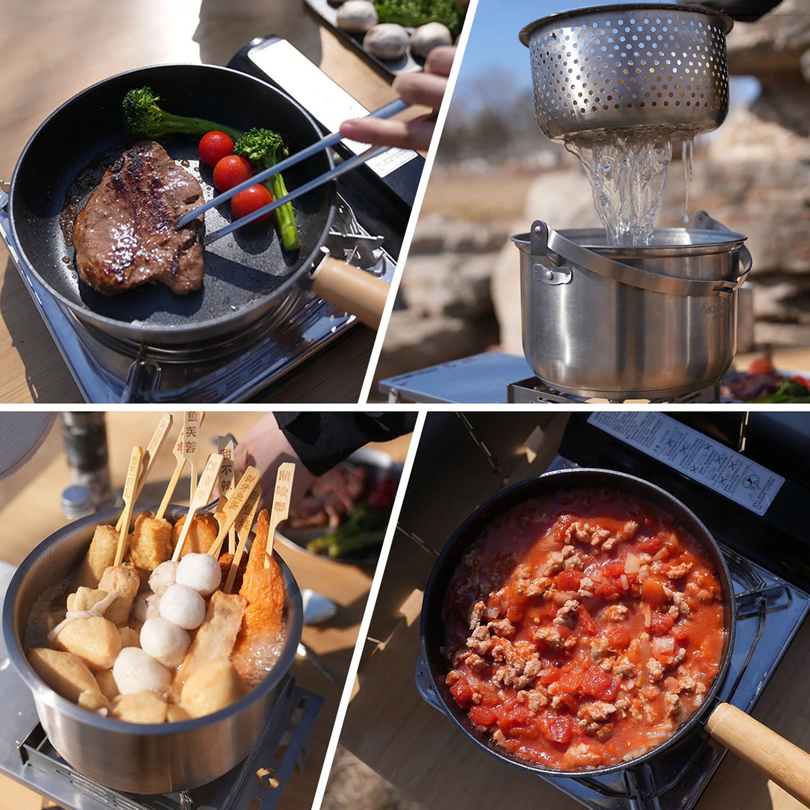 KINGCAMP Camping Kochset Basecamp I Outdoor Geschirr Set Topf Pfanne Edelstahl