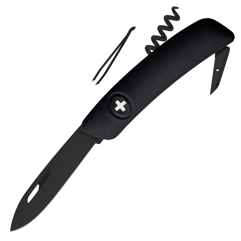 Couteau suisse SWIZA D01 AllBlack - Couteau de poche pliant 6 fonctions