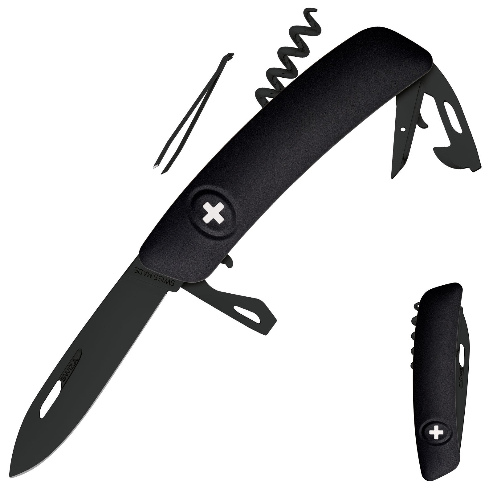 SWIZA Schweizer Messer D03 AllBlack - Taschenmesser Klappmesser 11 Funktionen