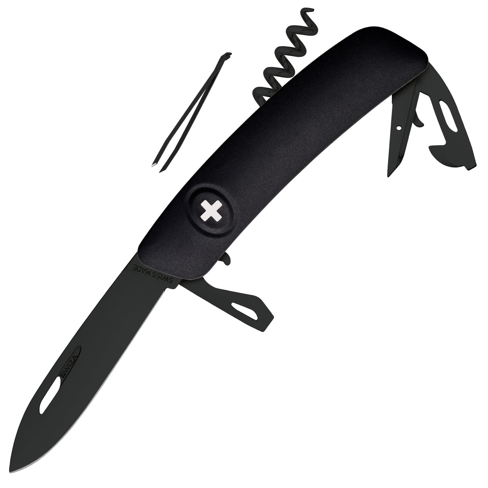 SWIZA Schweizer Messer D03 AllBlack - Taschenmesser Klappmesser 11 Funktionen