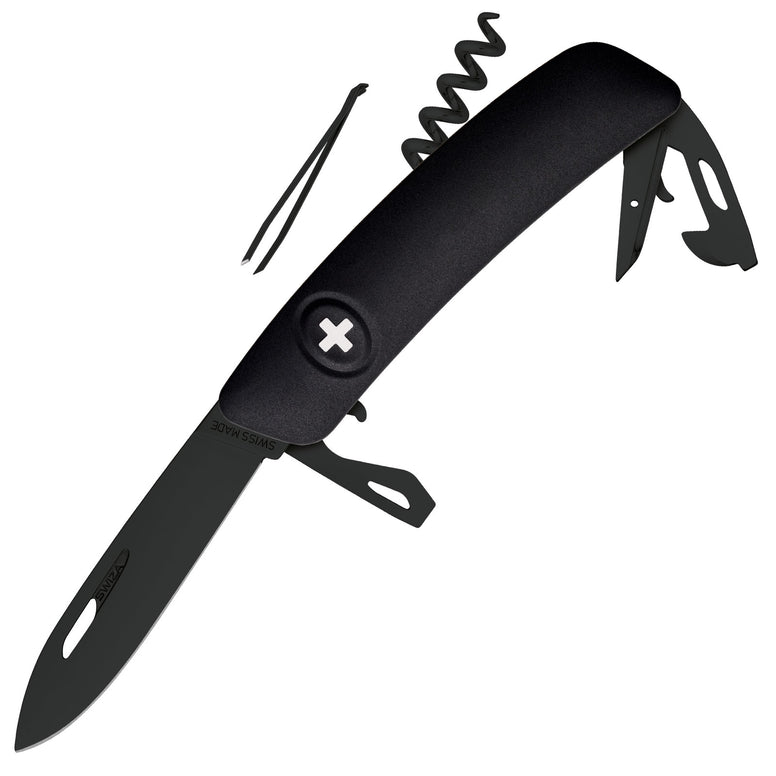 SWIZA Schweizer Messer D03 AllBlack - Taschenmesser Klappmesser 11 Funktionen
