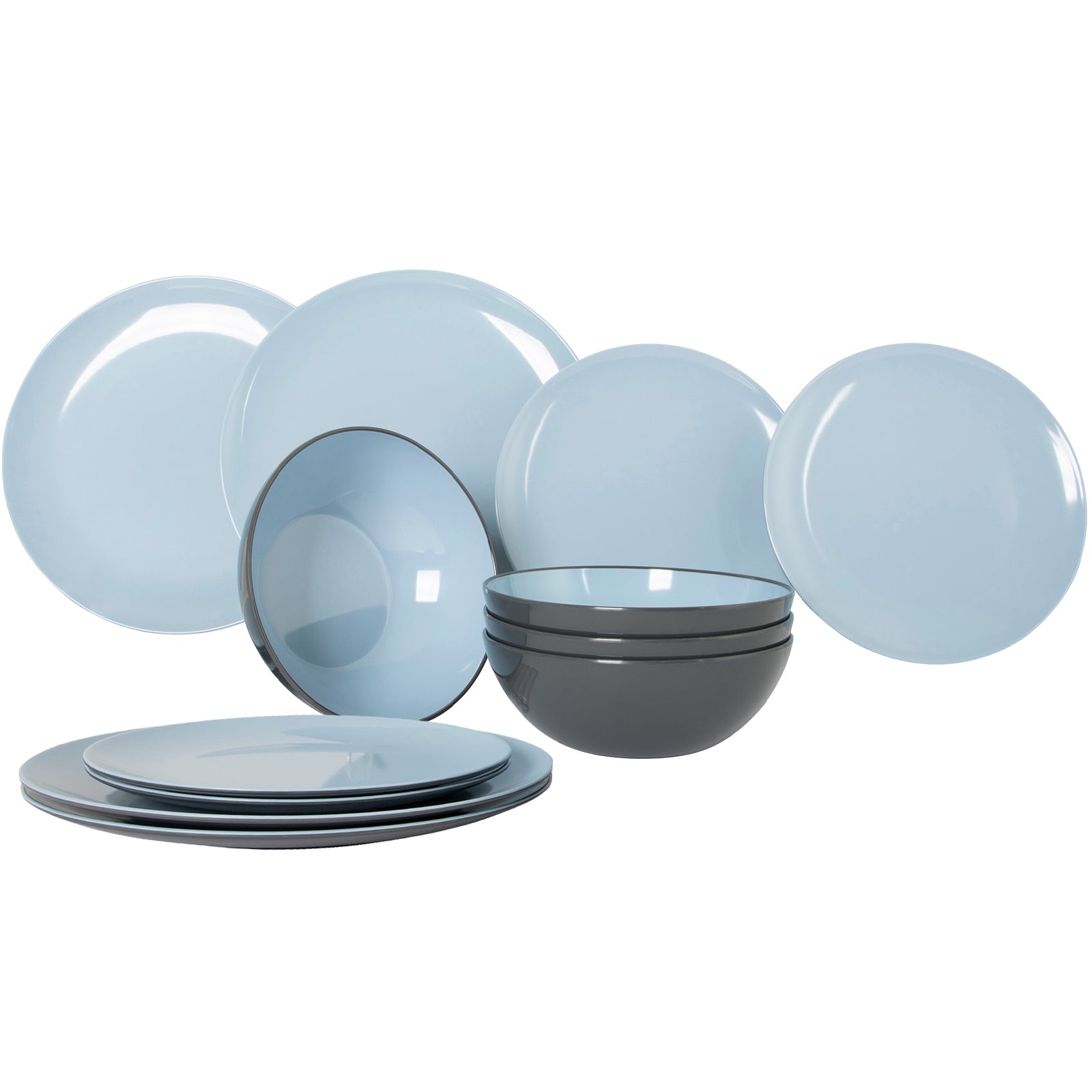 GIMEX Melamin Geschirr Set Vivid Line 12tlg Camping Essgeschirr Picknick Teller