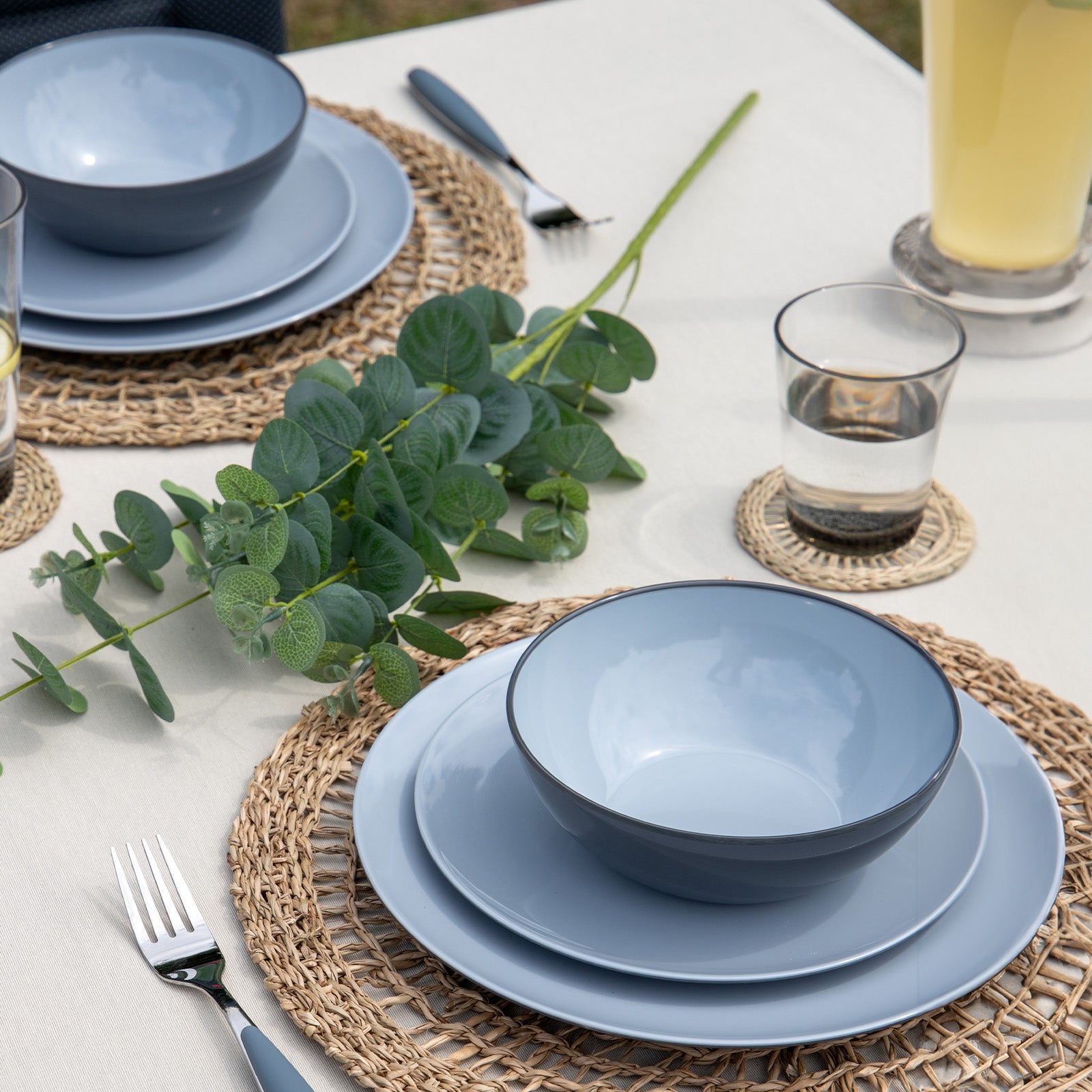 GIMEX Melamin Geschirr Set Vivid Line 12tlg Camping Essgeschirr Picknick Teller