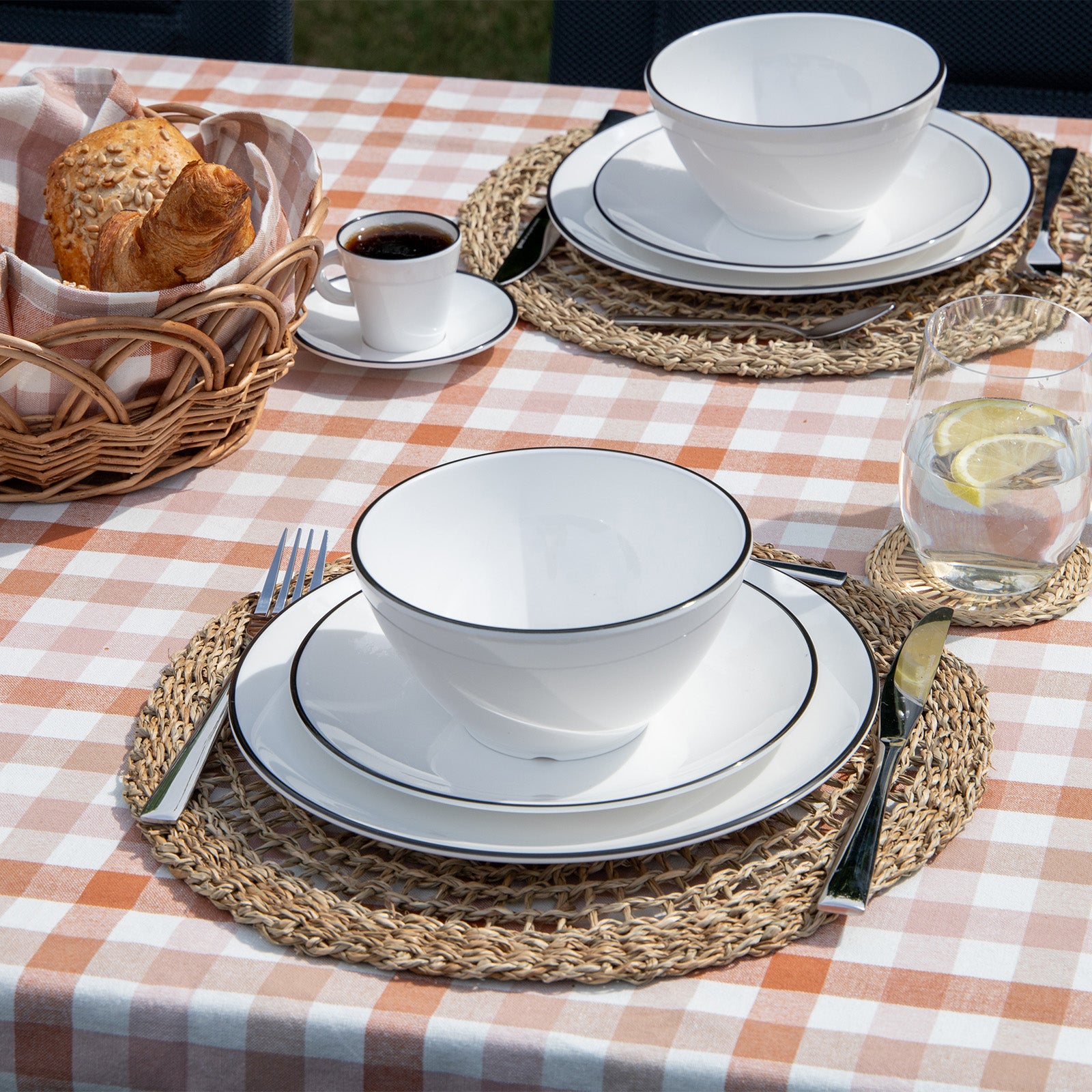 GIMEX Melamin Geschirr Set Linea Line Camping Essgeschirr Reise Picknick Teller