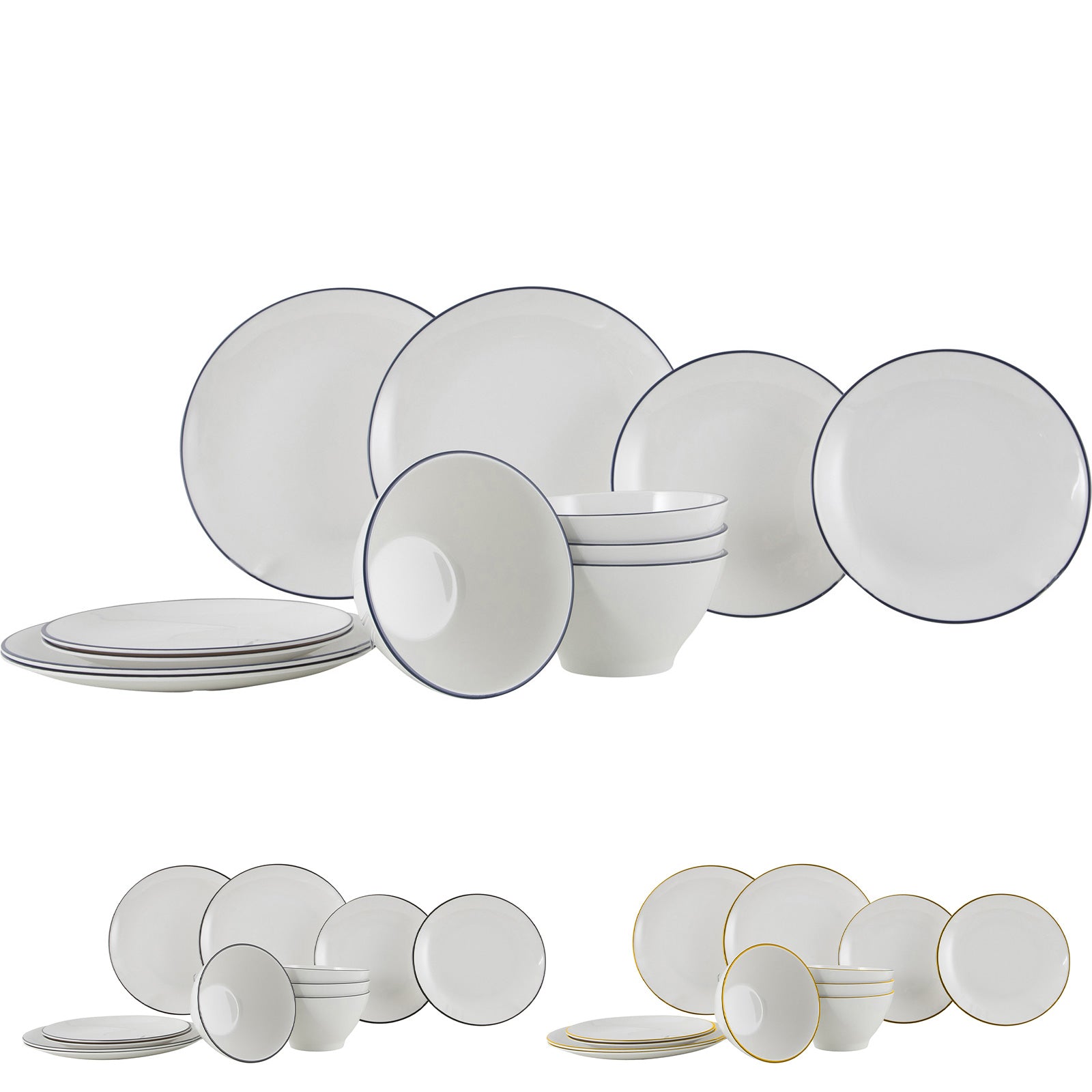 GIMEX Melamine Tableware Set Linea Line Camping Dinnerware Travel Picnic Plates