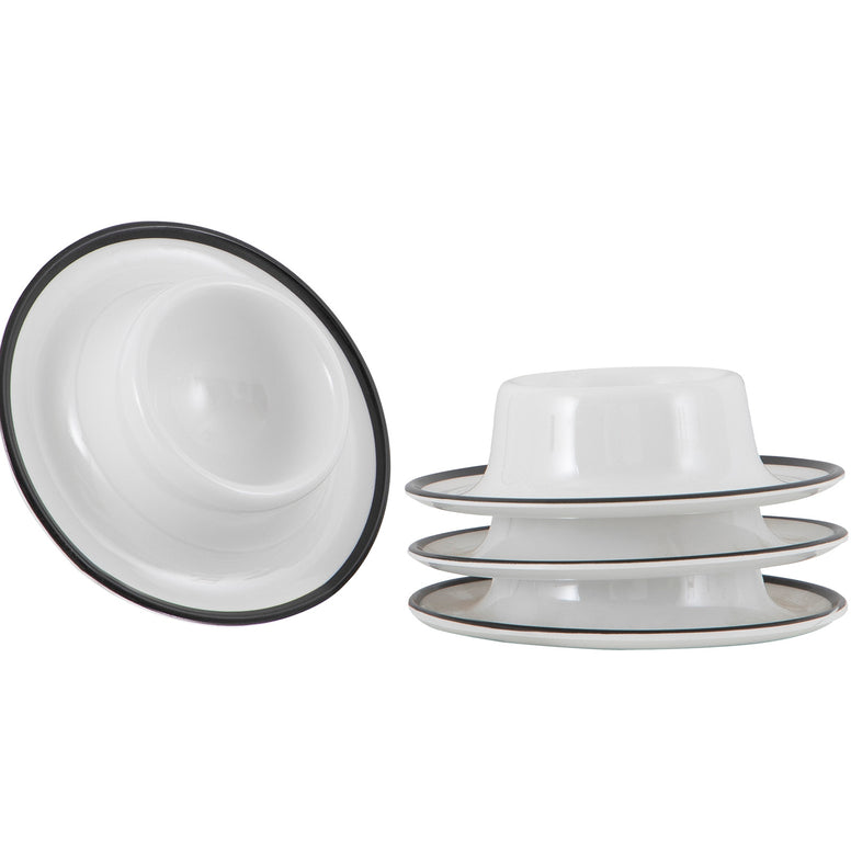 GIMEX Egg Cup Set Linea Line 4-piece Camping Egg Stand Holder Round Melamine