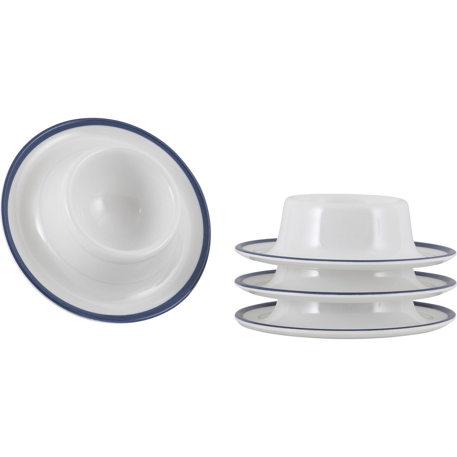 GIMEX Egg Cup Set Linea Line 4-piece Camping Egg Stand Holder Round Melamine