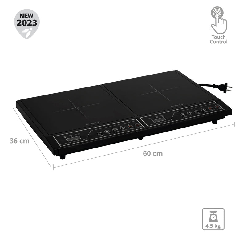 Plaque de cuisson de camping BRUNNER HotPoint, double induction, électrique, grill, verre, 2 kW