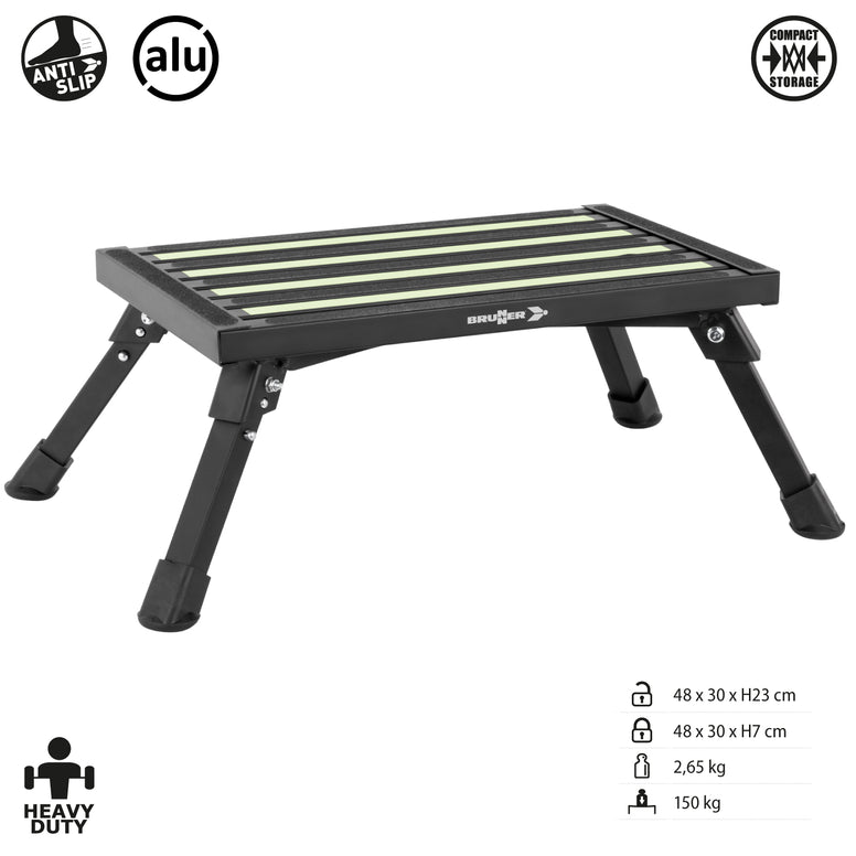 BRUNNER folding step Go Step Black Fluo caravan camping ladder step aluminum