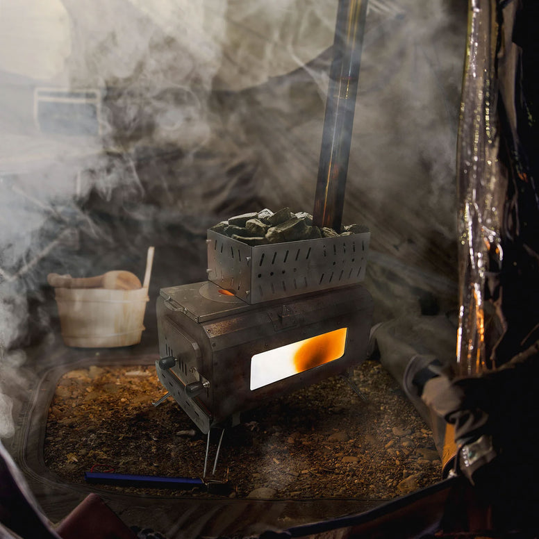 KINGCAMP Sauna Ofen Aufsatz Greenland Basket Outdoor Sauna Stein Korb Edelstahl
