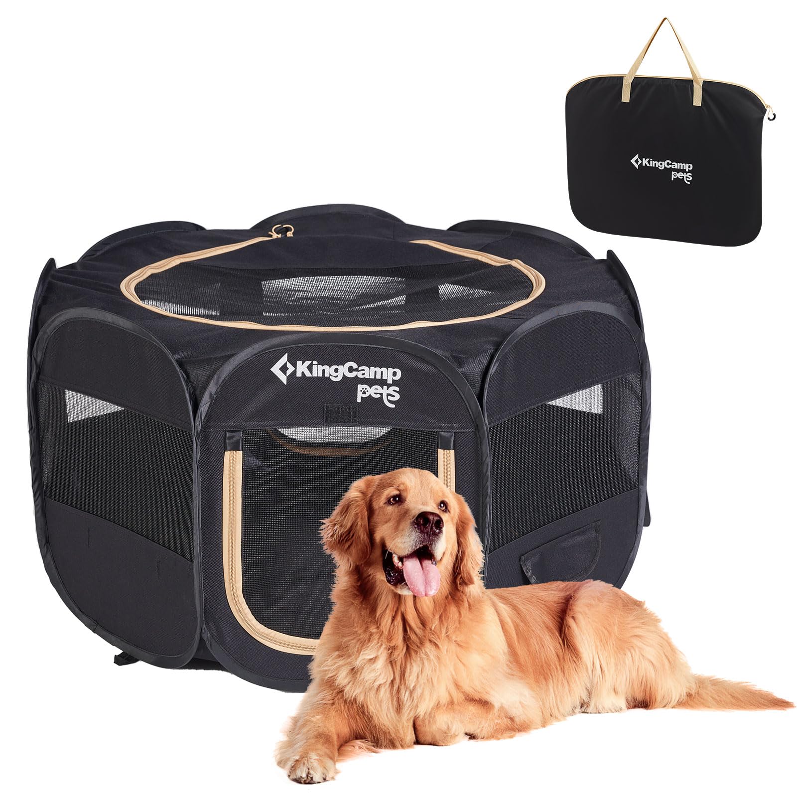 KINGCAMP Haustier Hunde Laufstall Pop Up Welpen Wurf Box Outdoor Faltbar 127 cm