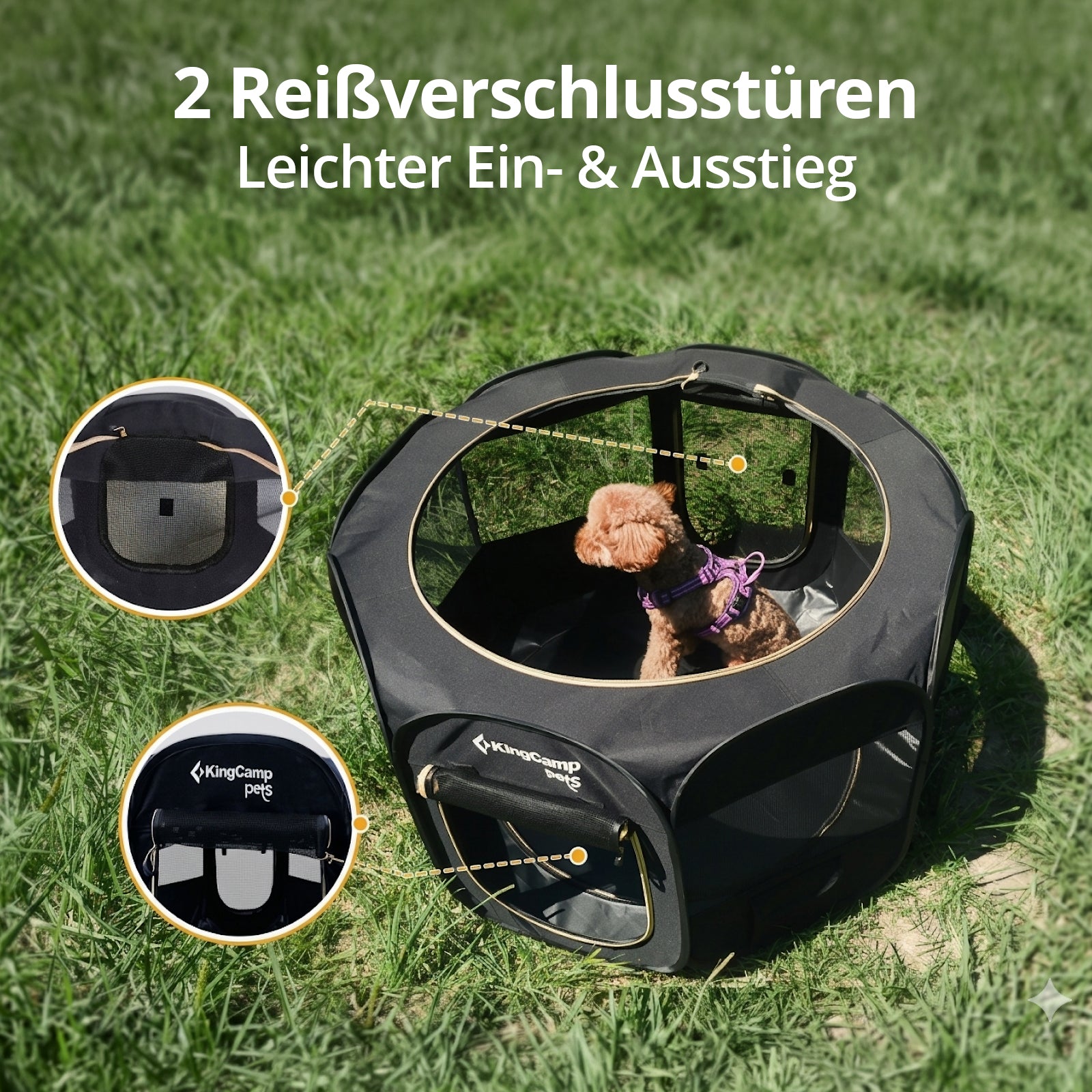 KINGCAMP Haustier Hunde Laufstall Pop Up Welpen Wurf Box Outdoor Faltbar 127 cm
