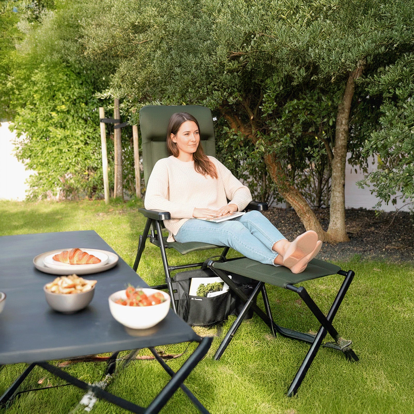 TRAVELLIFE Campingstuhl Barletta Comfort XL Camping Faltstuhl Verstellbar Alu