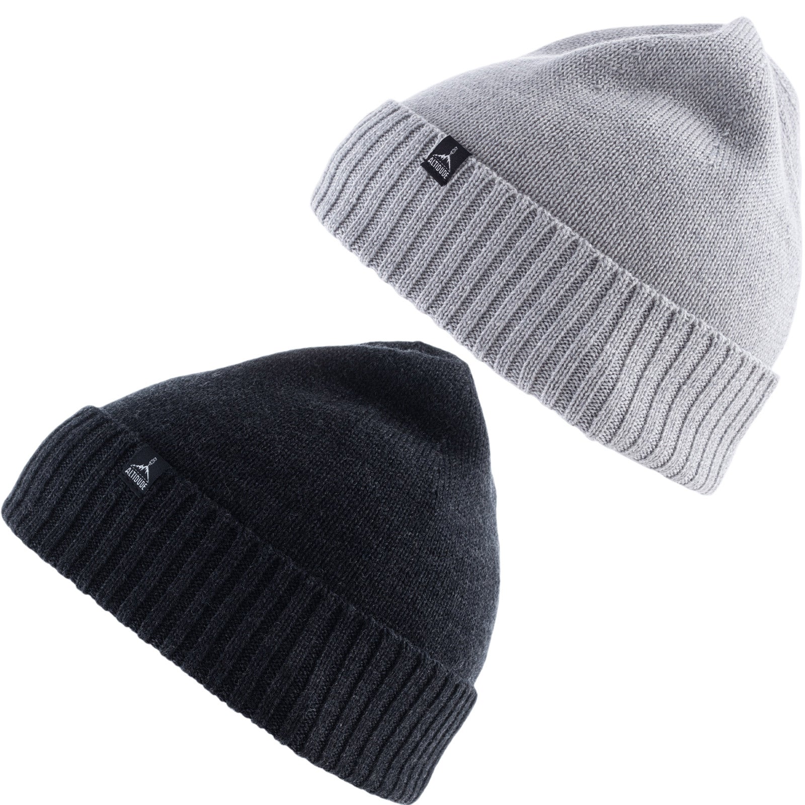 Altidude Winter Hat Plain Fine Knitted Hat Unisex Beanie 100% Merino Wool