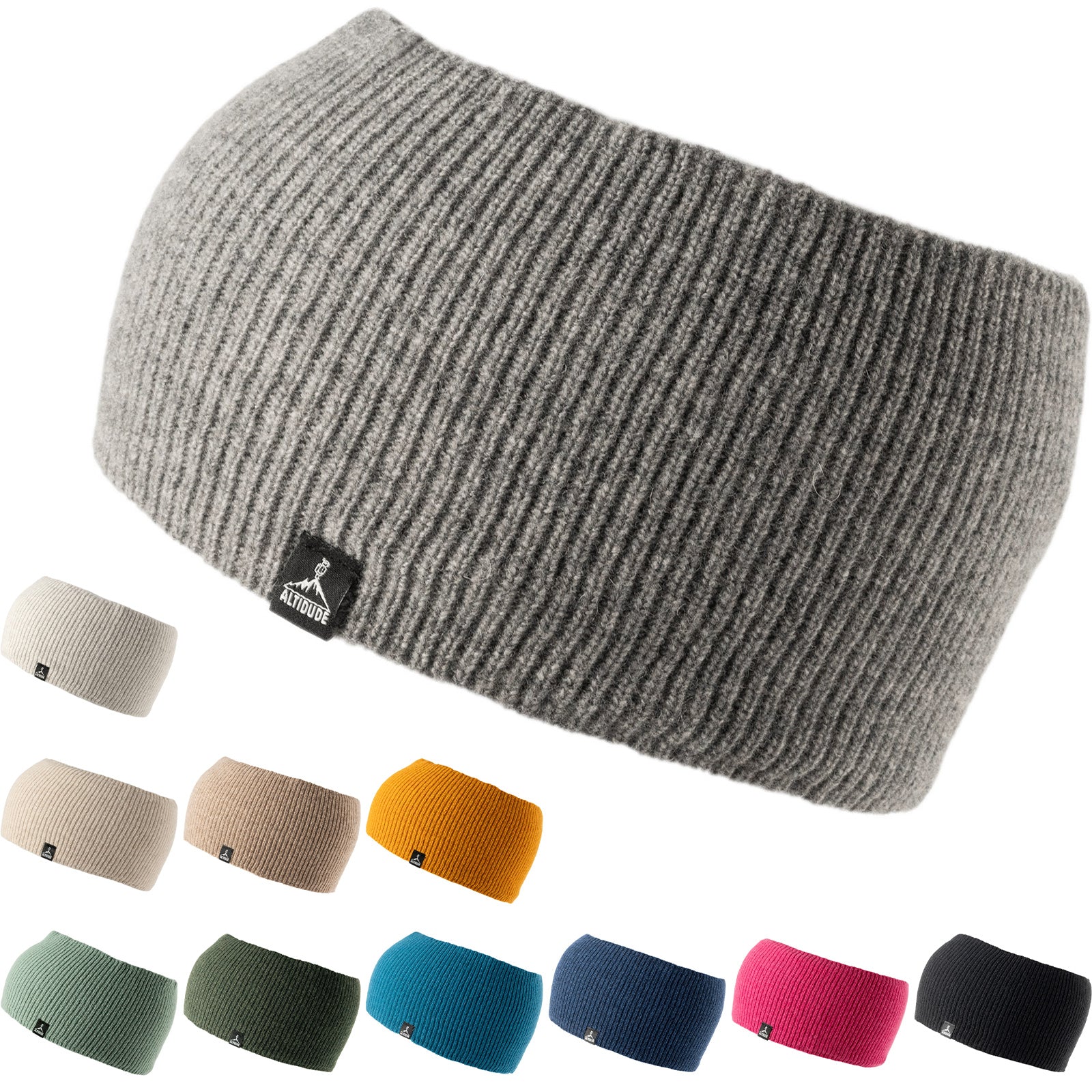 ALTIDUDE Merino Headband Hermit Rib Knit Headband Ear Protectors Lamb Wool