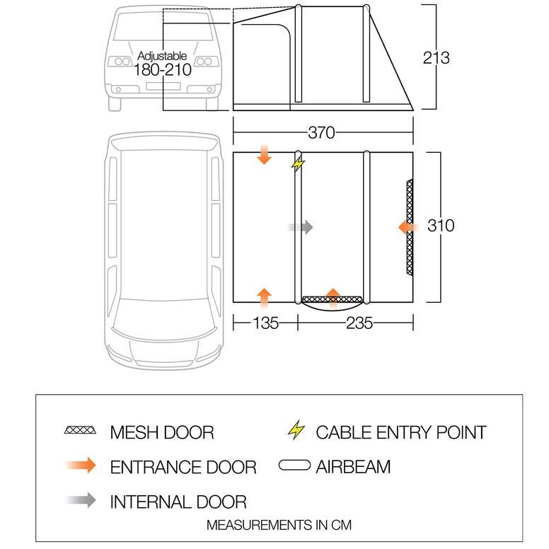 Auvent de bus VANGO Kela Pro Air Tente de camping basse Tente gonflable Van Airbeam