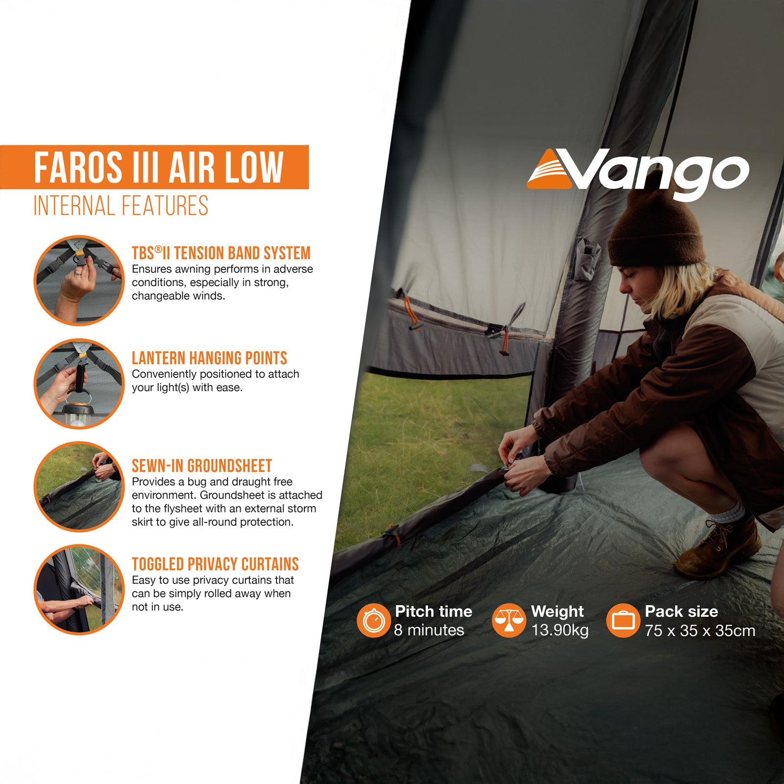 VANGO Bus Vorzelt Faros III Air Low Camping Auto Luft Zelt Airbeam Aufblasbar