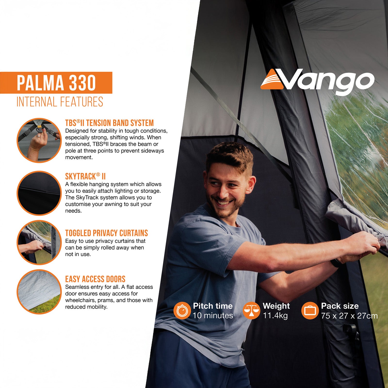 VANGO Vorzelt Palma 330 Wohnmobil Caravan Bus Busvorzelt Camping Markise Leicht
